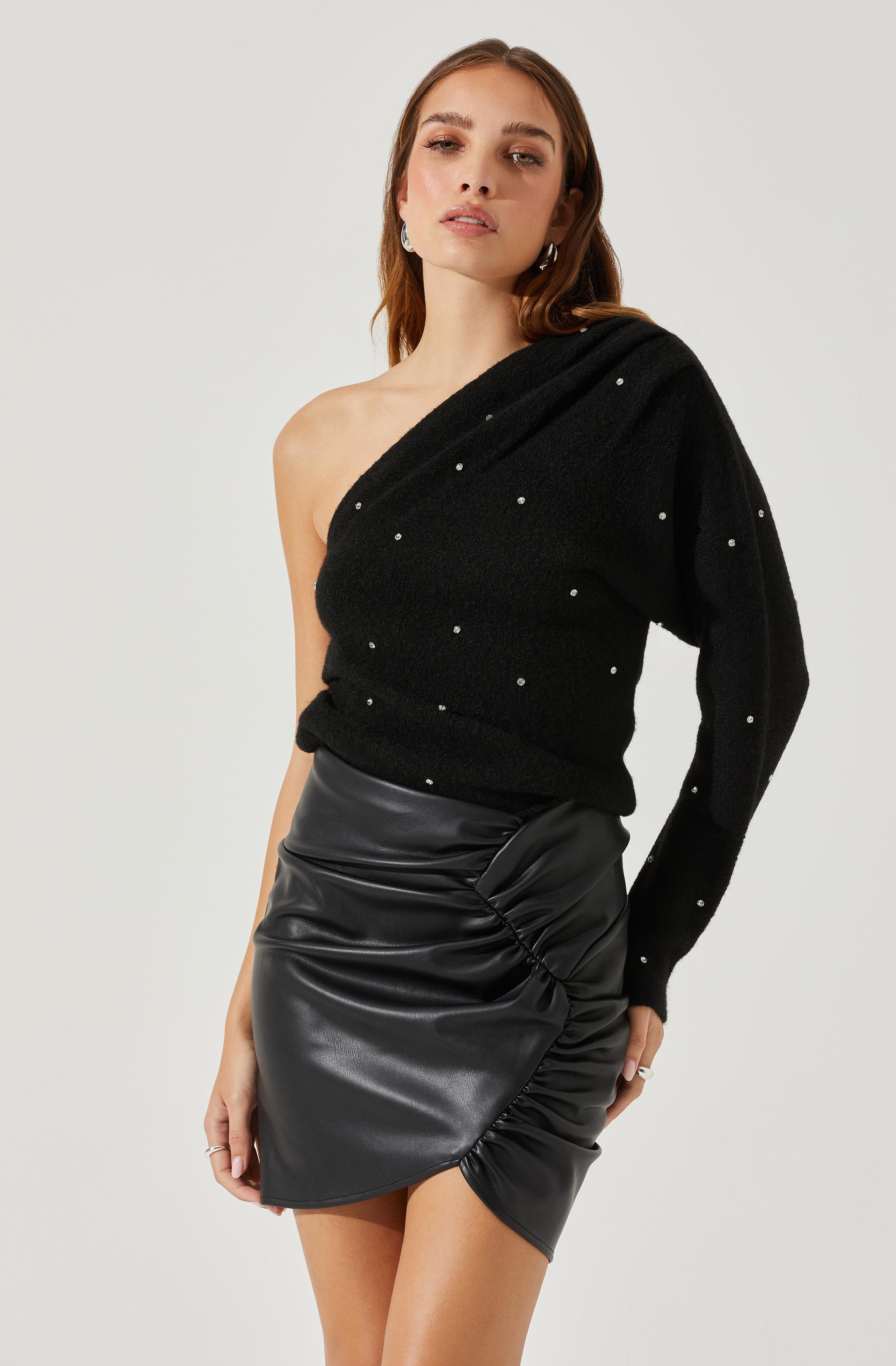 Cosima Embellished One Sleeve Sweater-Aljck