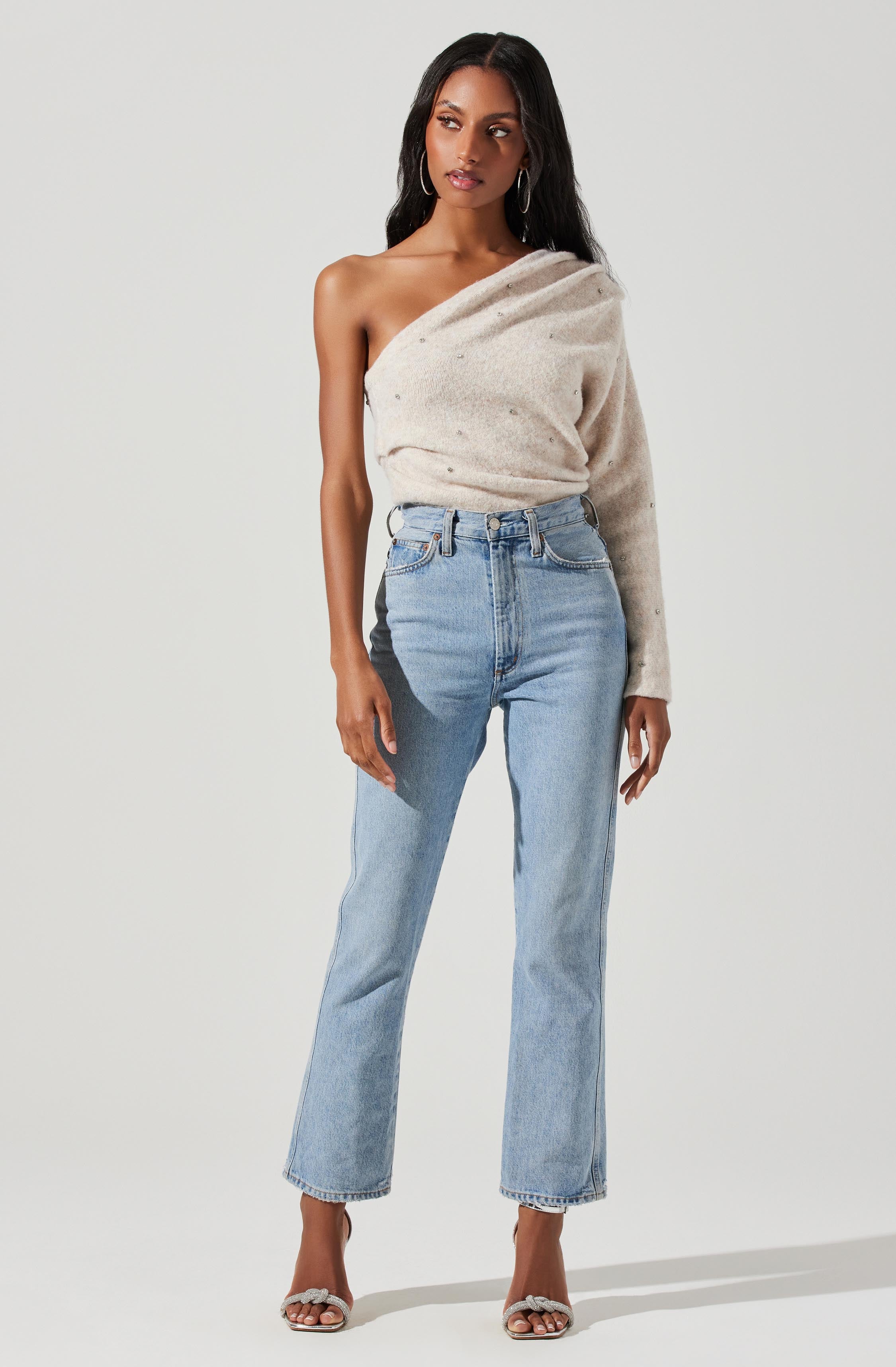 Cosima Embellished One Sleeve Sweater-Aljck