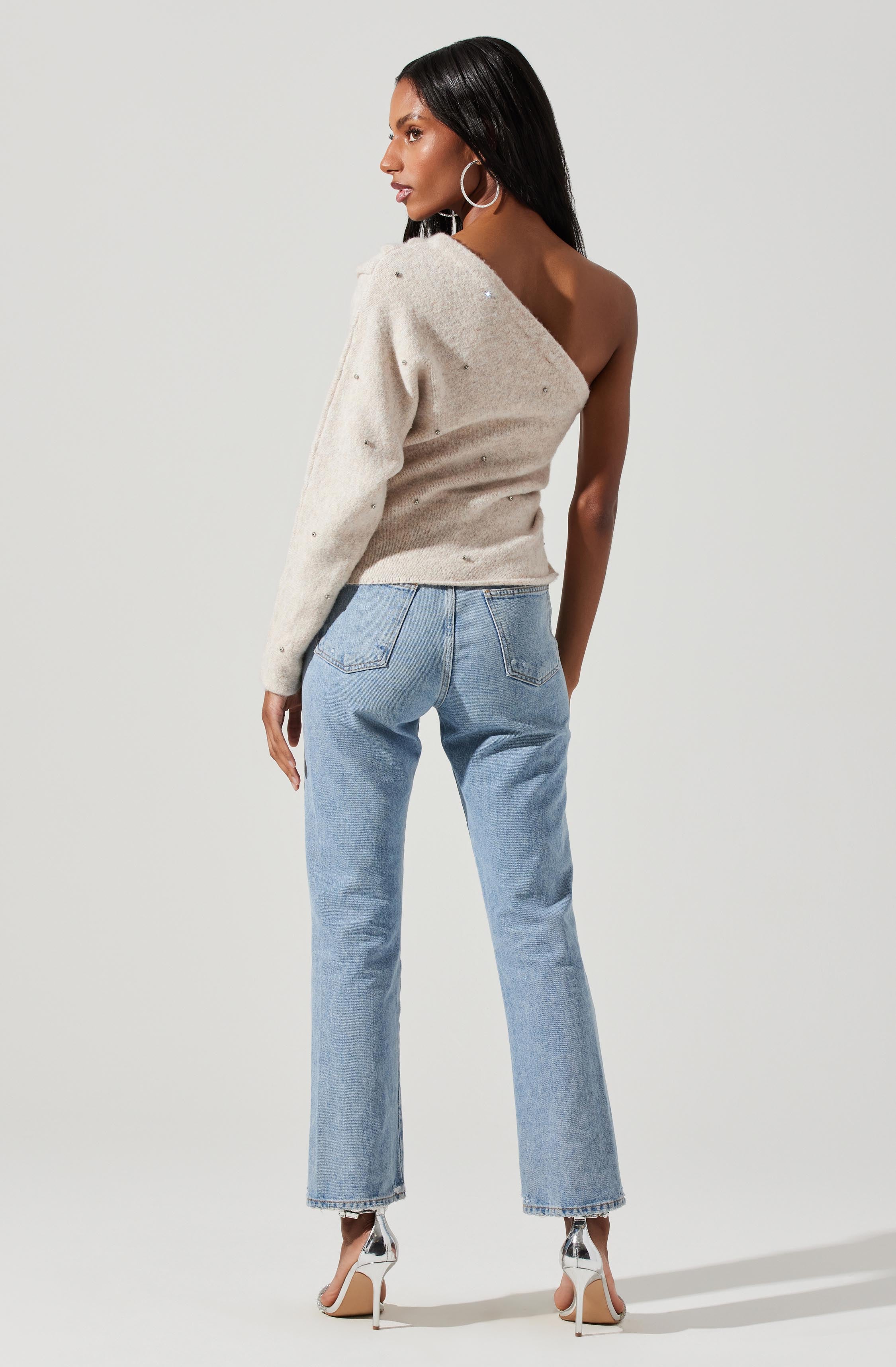 Cosima Embellished One Sleeve Sweater-Aljck