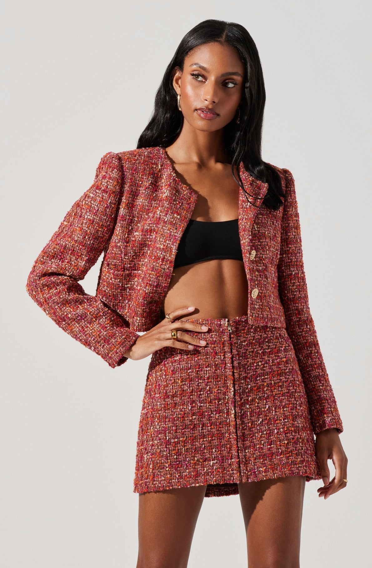 Milena Cropped Tweed Jacket-Aljck