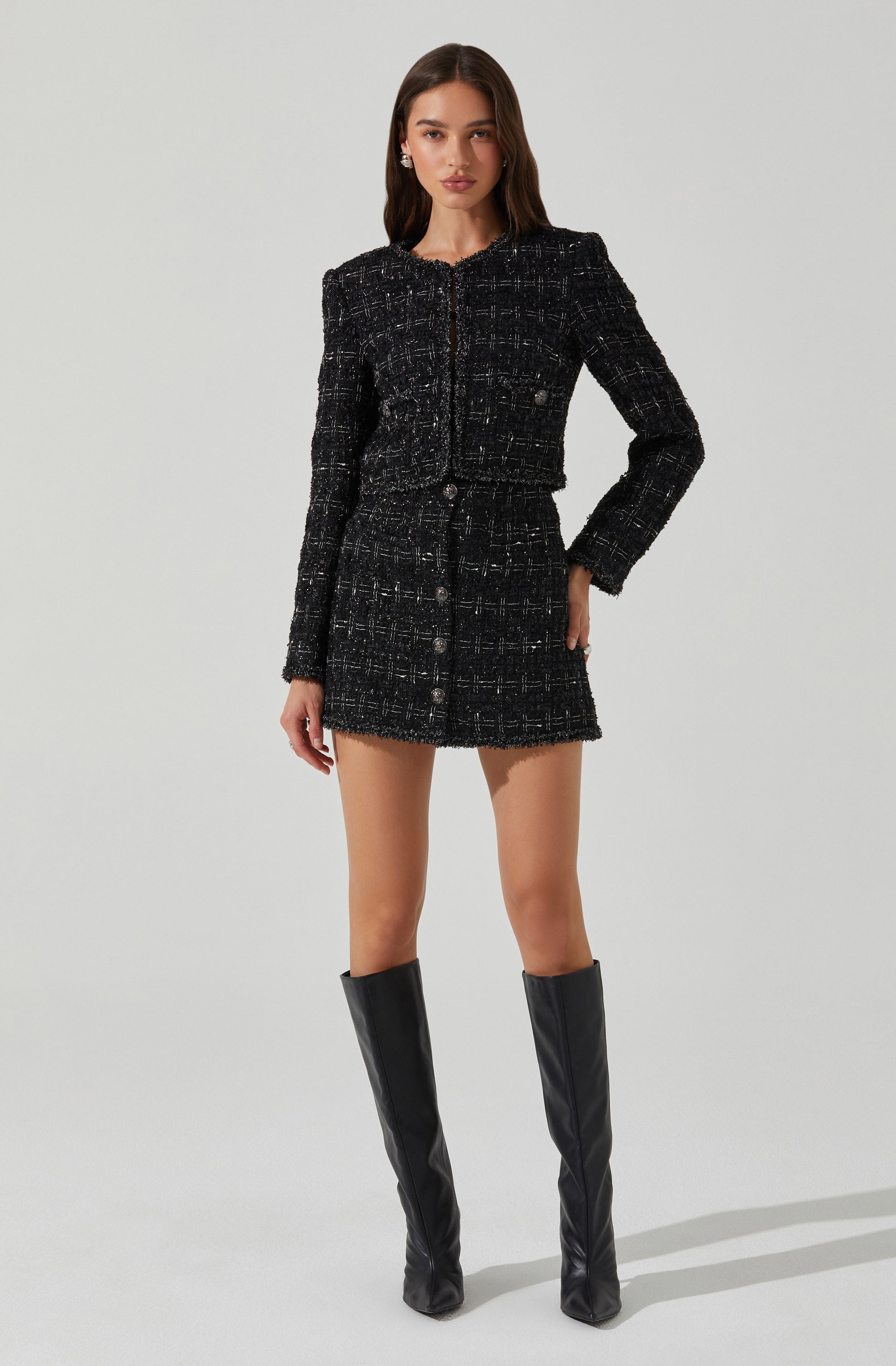 Milena Boxy Tweed Jacket-Aljck