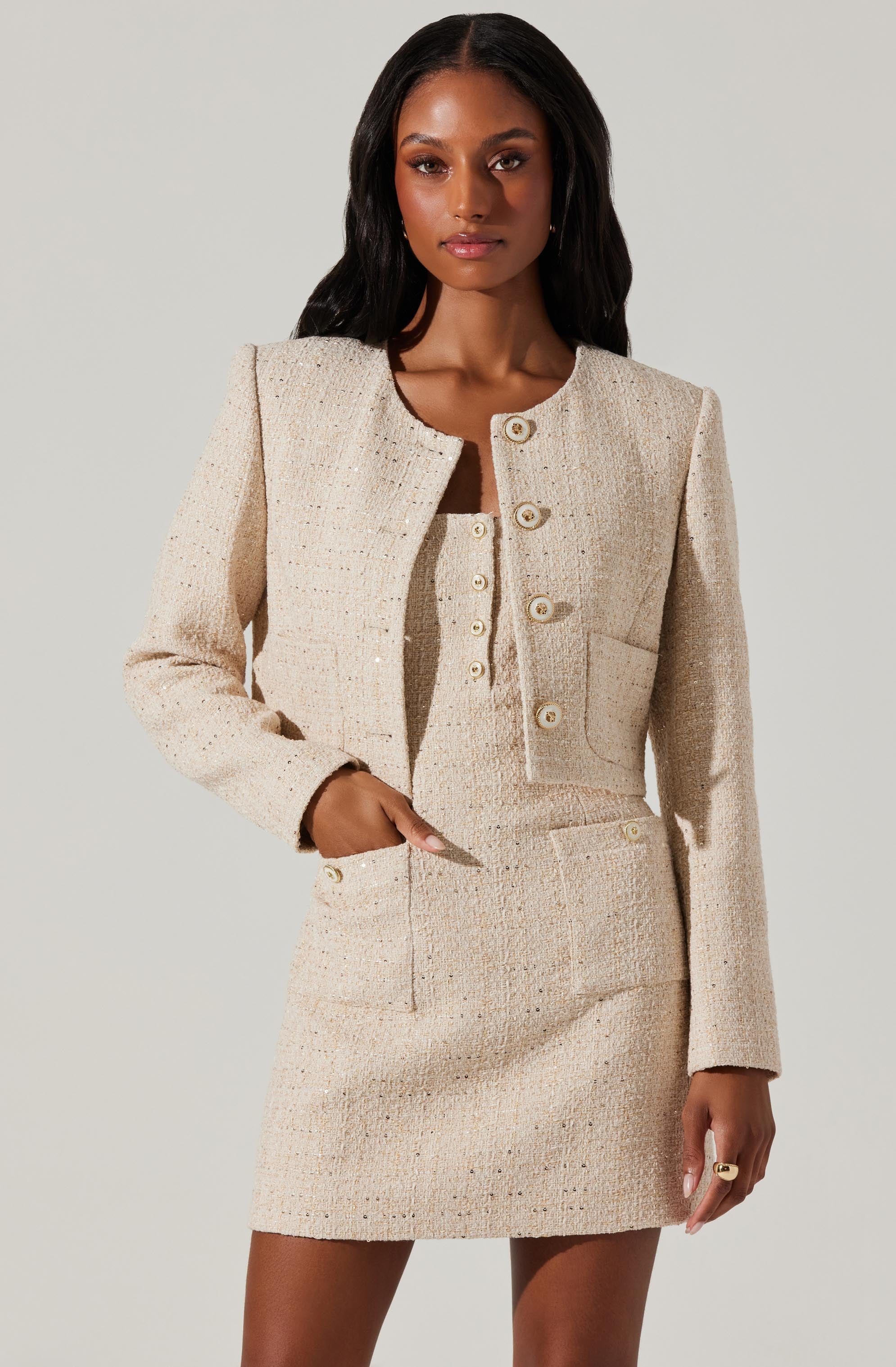 Milena Cropped Tweed Jacket-Aljck