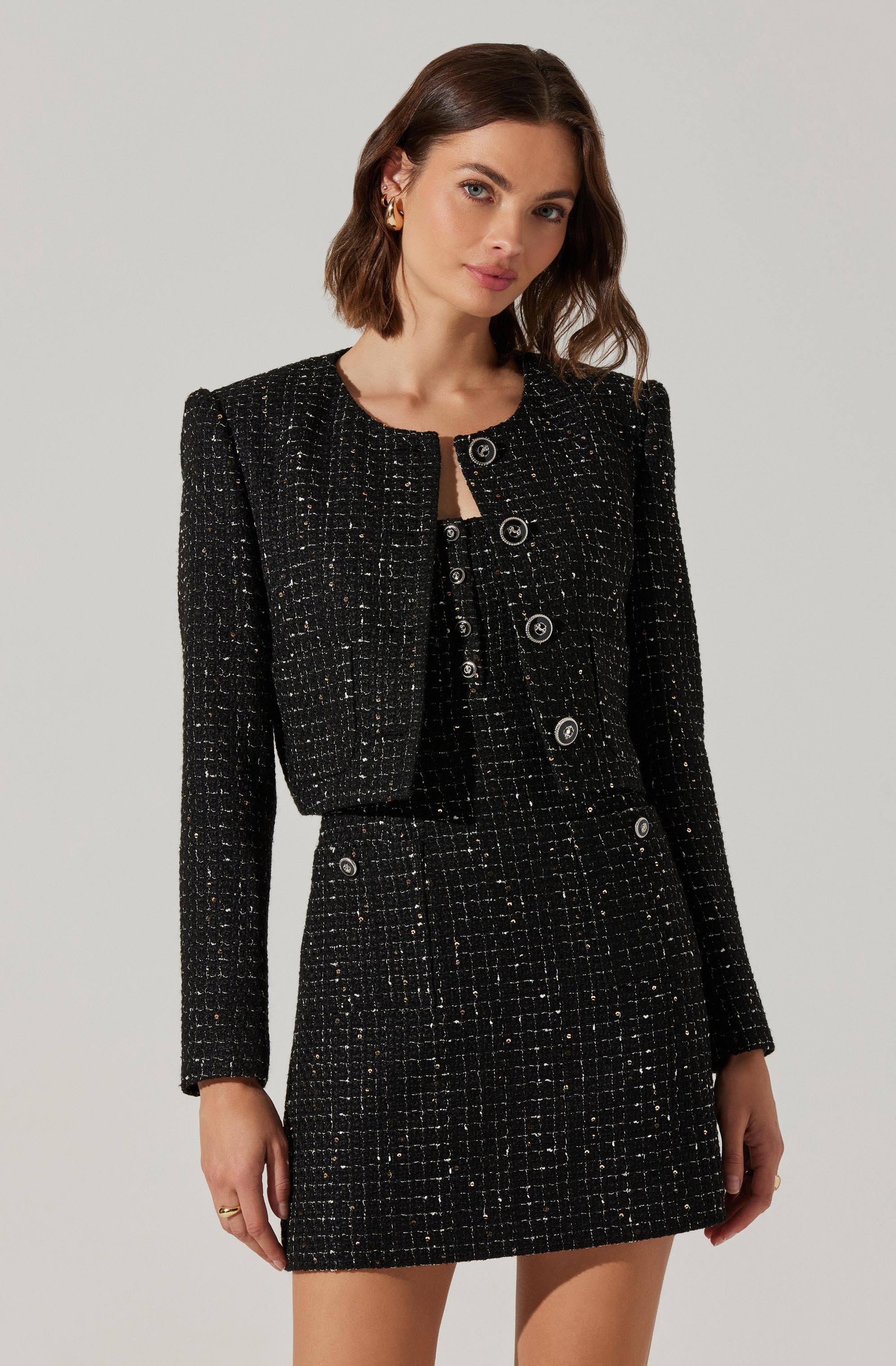 Milena Cropped Tweed Jacket-Aljck