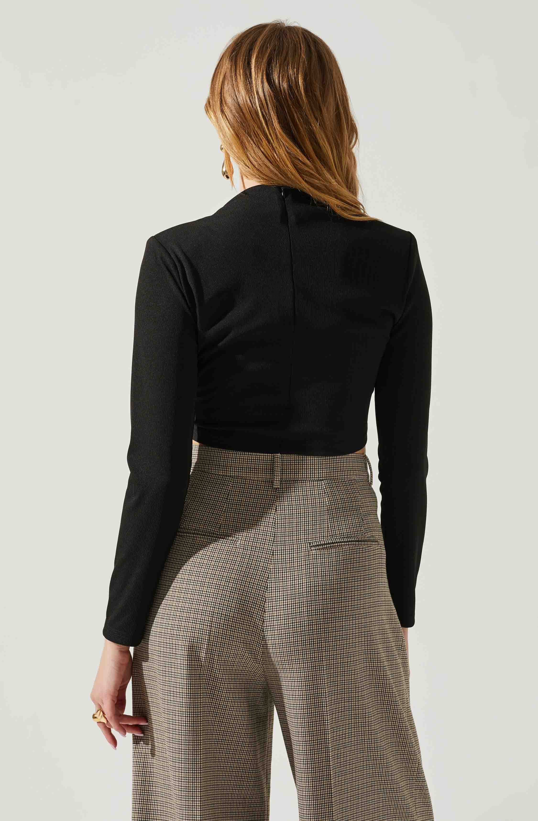 Valerie Keyhole Cutout Mock Neck Top-Aljck