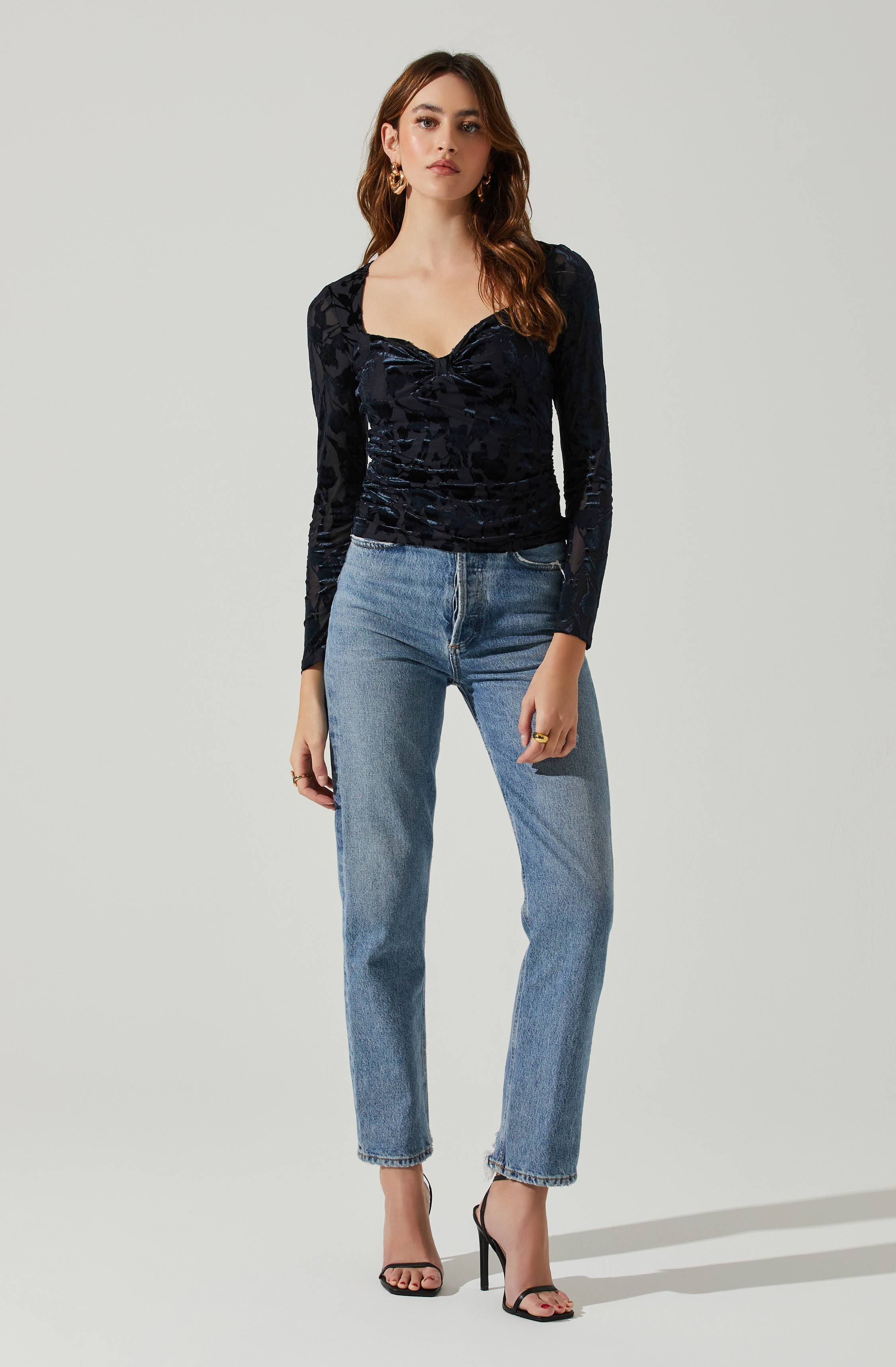 Ren Velvet Burnout Long Sleeve Top-Aljck