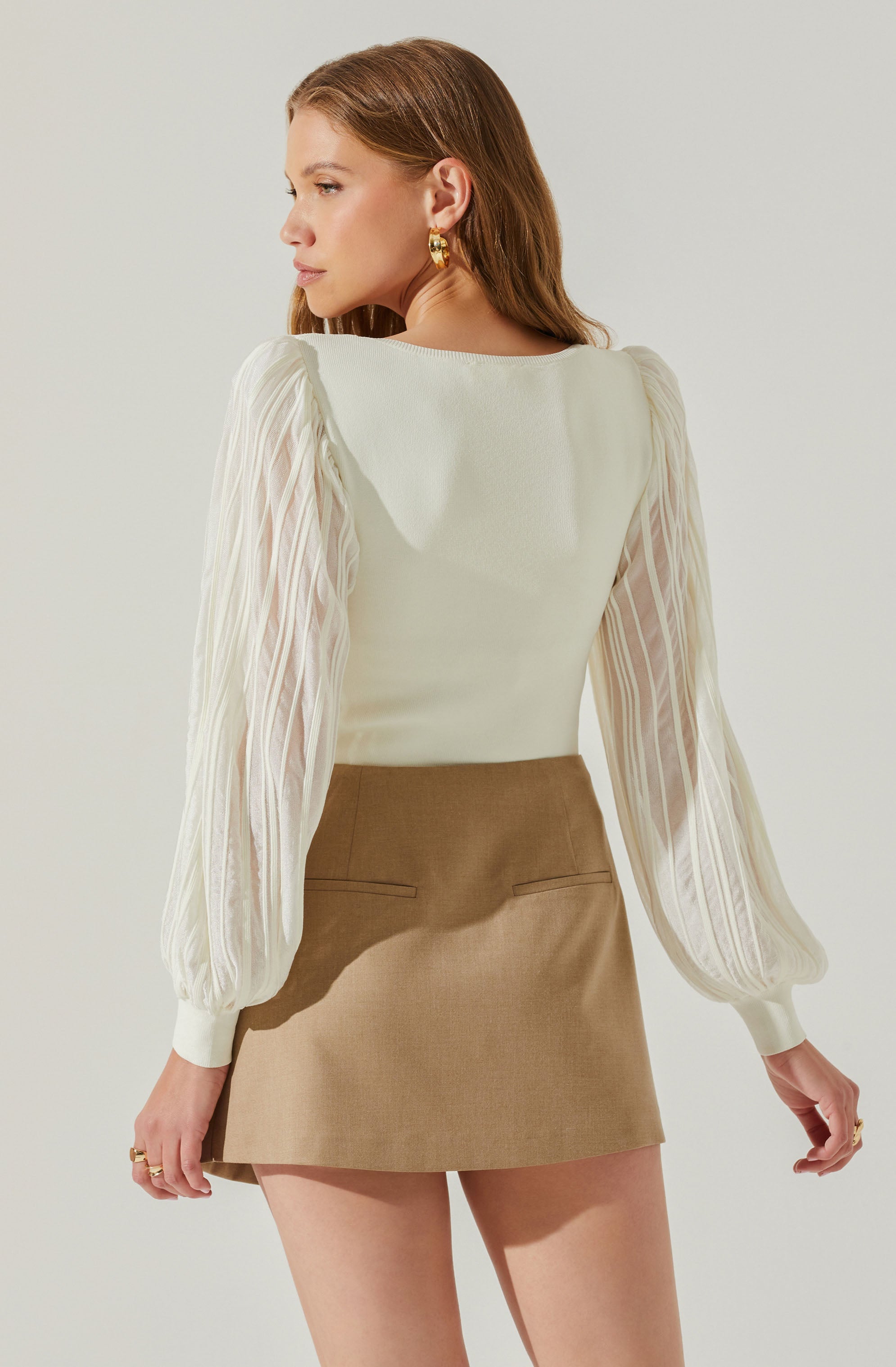 Kienna Square Neck Puff Sleeve Sweater-Aljck