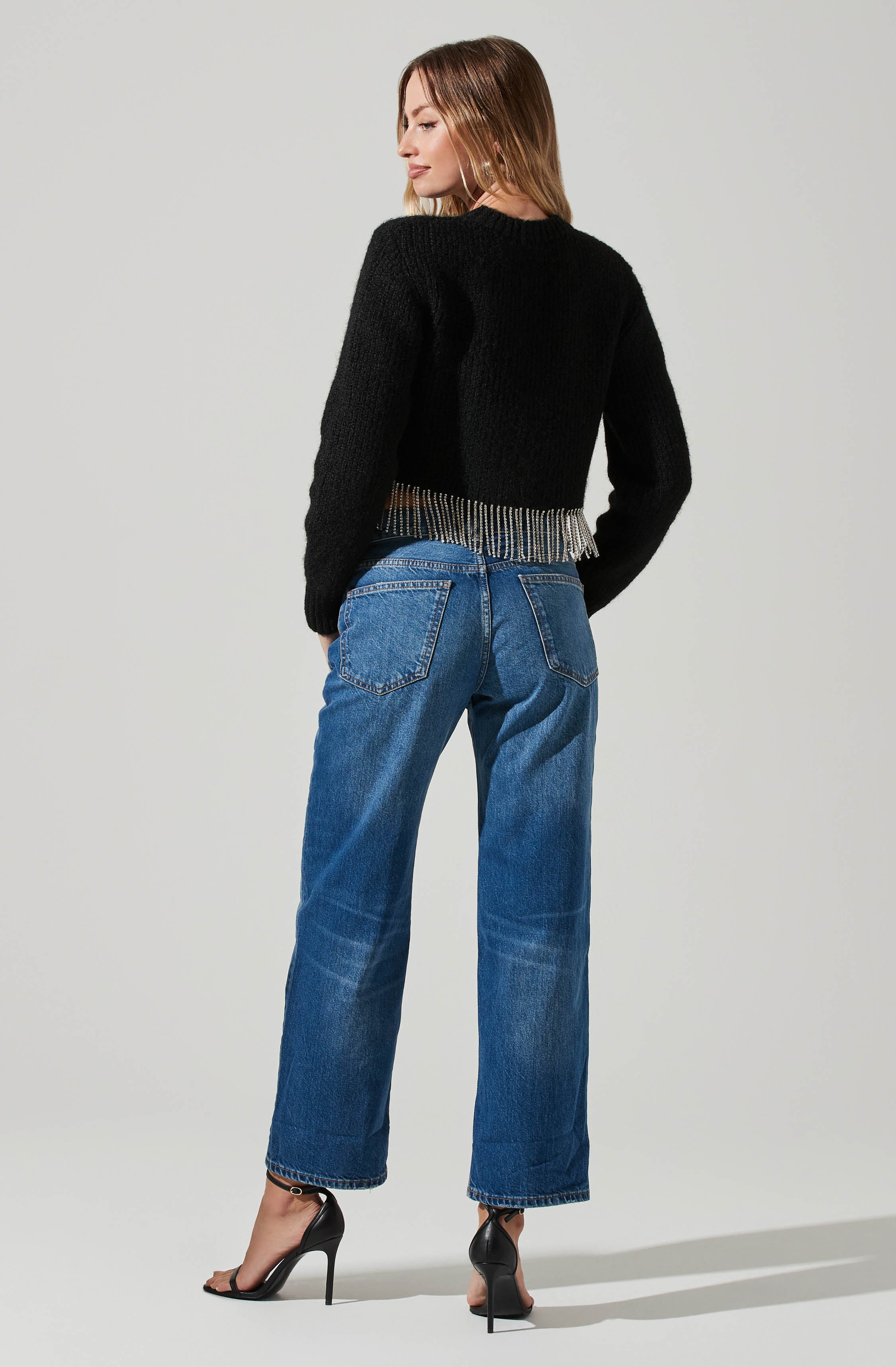 Palmer Rhinestone Fringe Sweater-Aljck