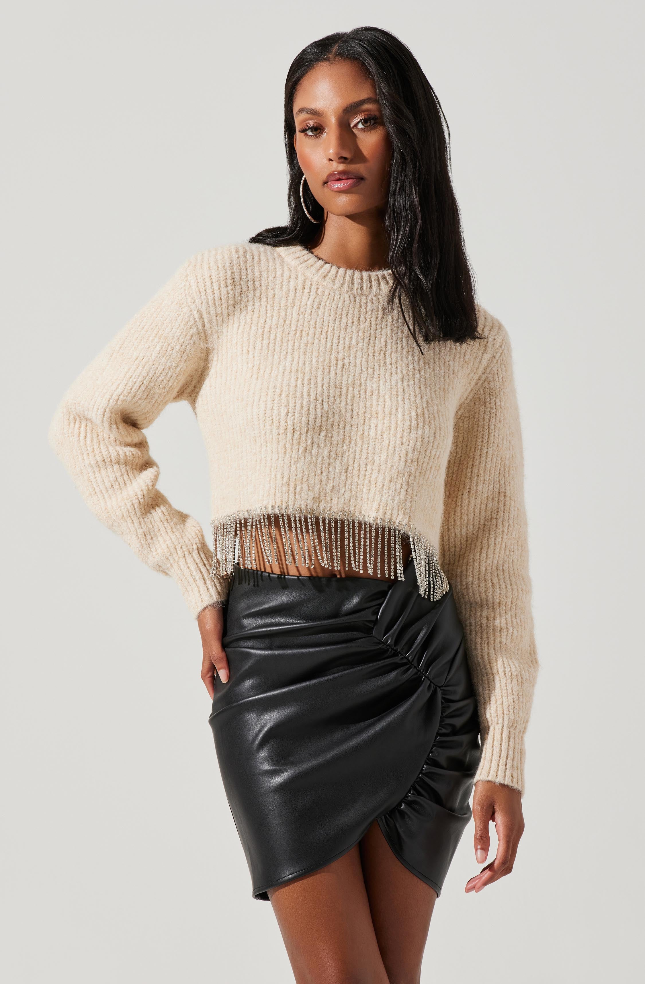 Palmer Rhinestone Fringe Sweater-Aljck