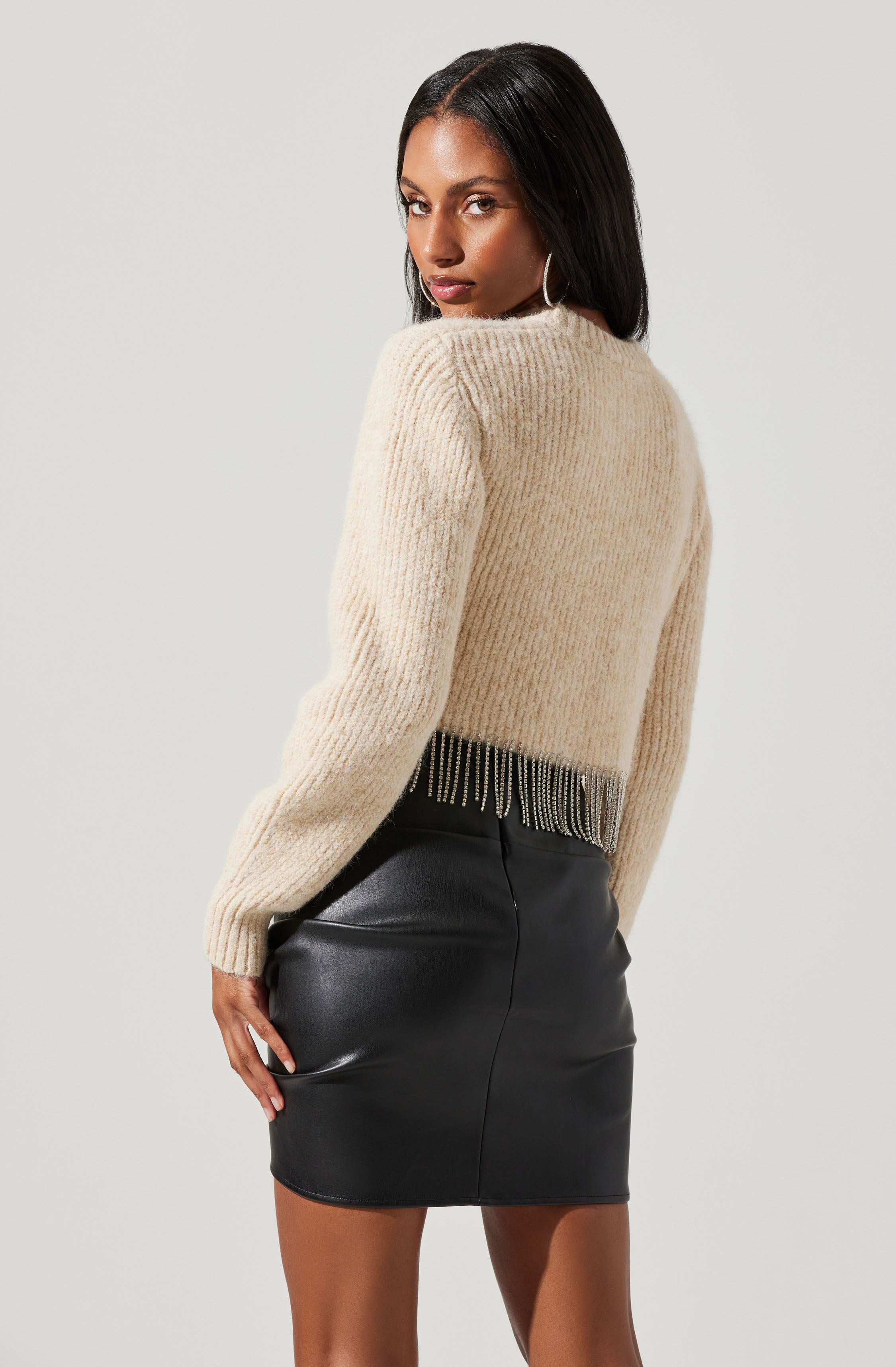 Palmer Rhinestone Fringe Sweater-Aljck