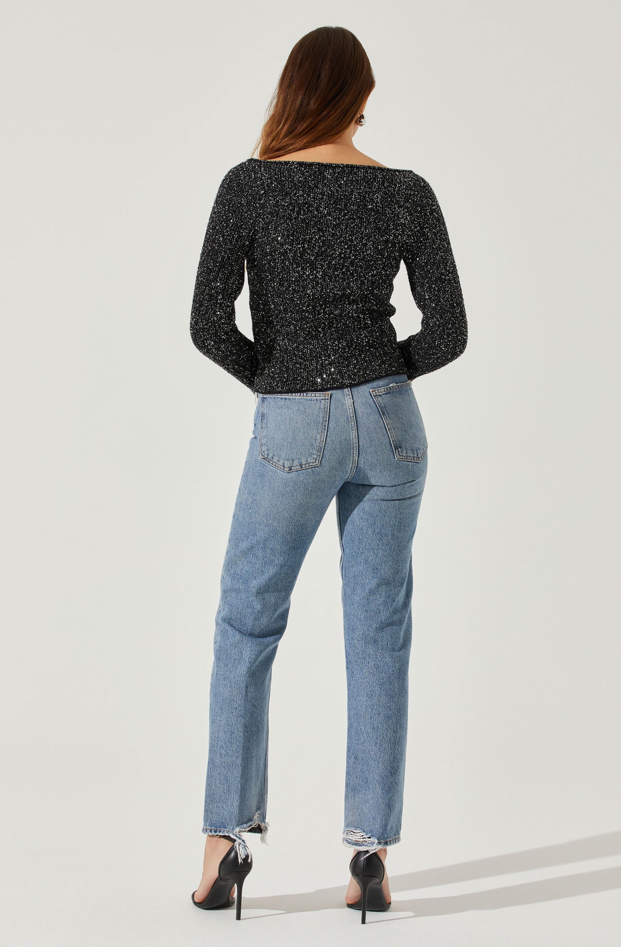 Marina Embellished Square Neck Sweater-Aljck