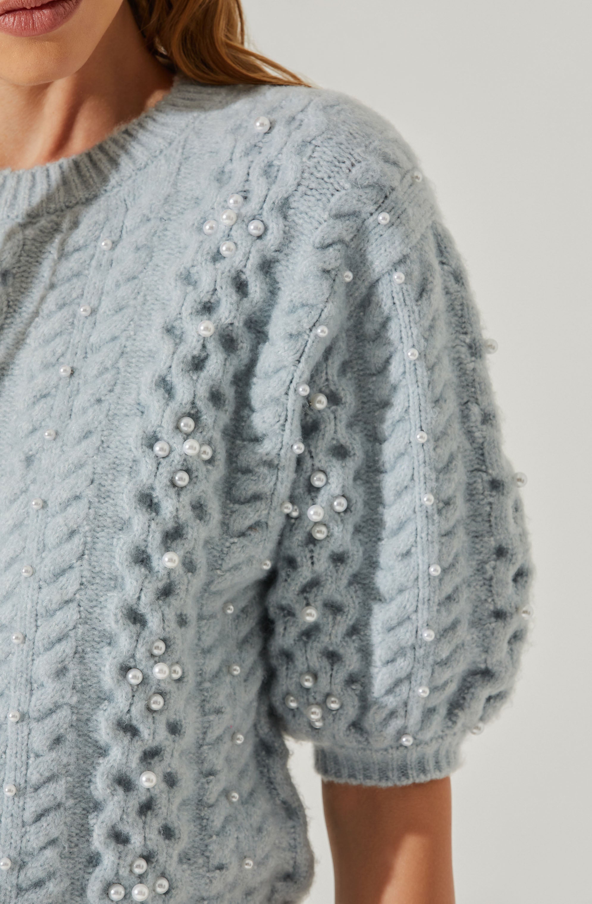 Koami Embellished Puff Sleeve Sweater-Aljck