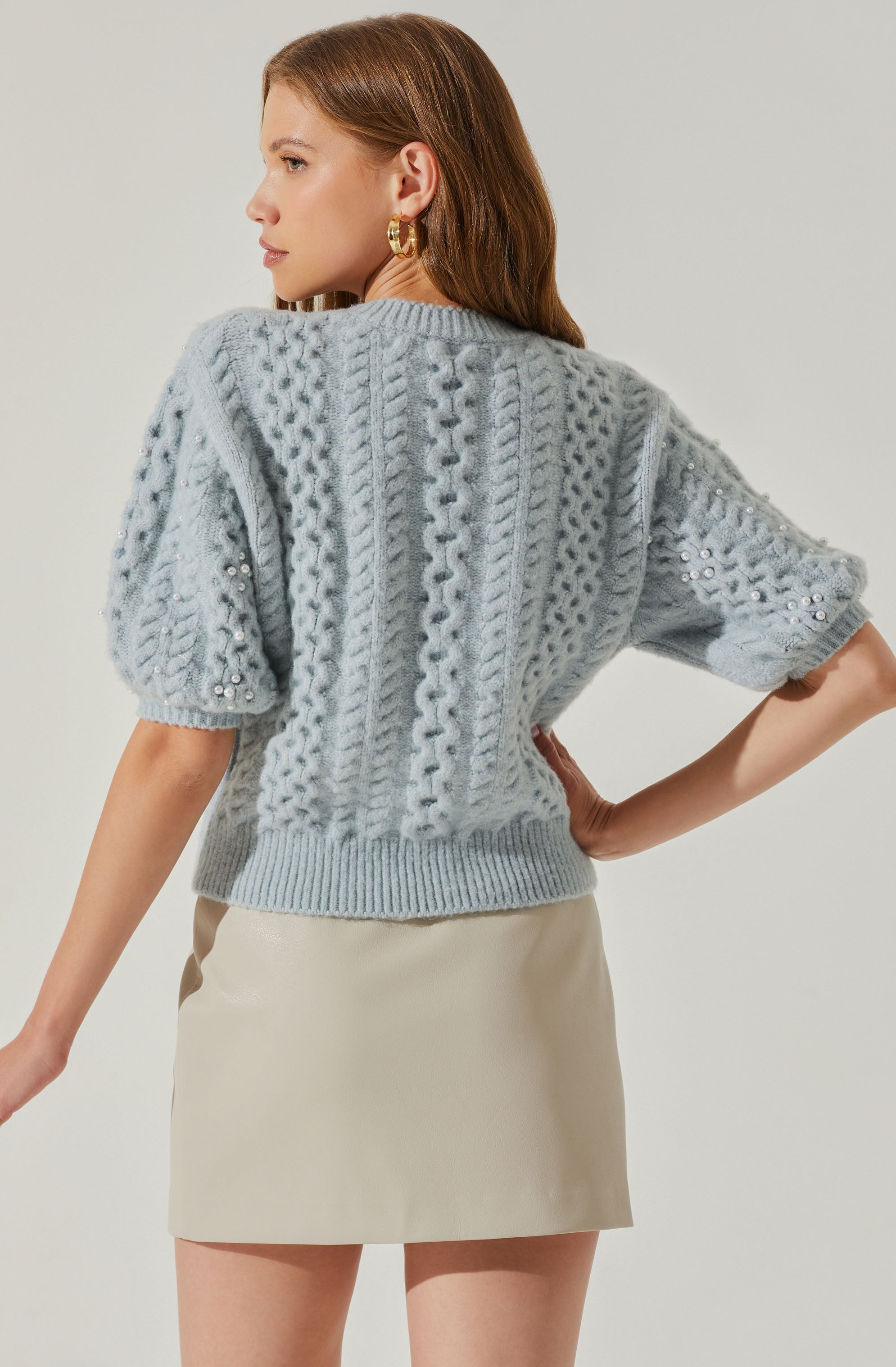 Koami Embellished Puff Sleeve Sweater-Aljck