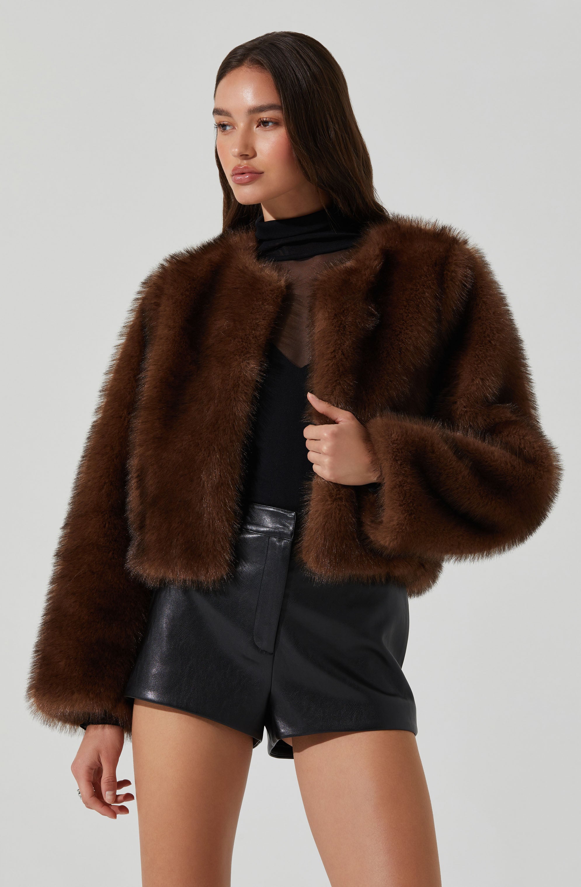Doxey Faux Fur Cropped Jacket-Aljck