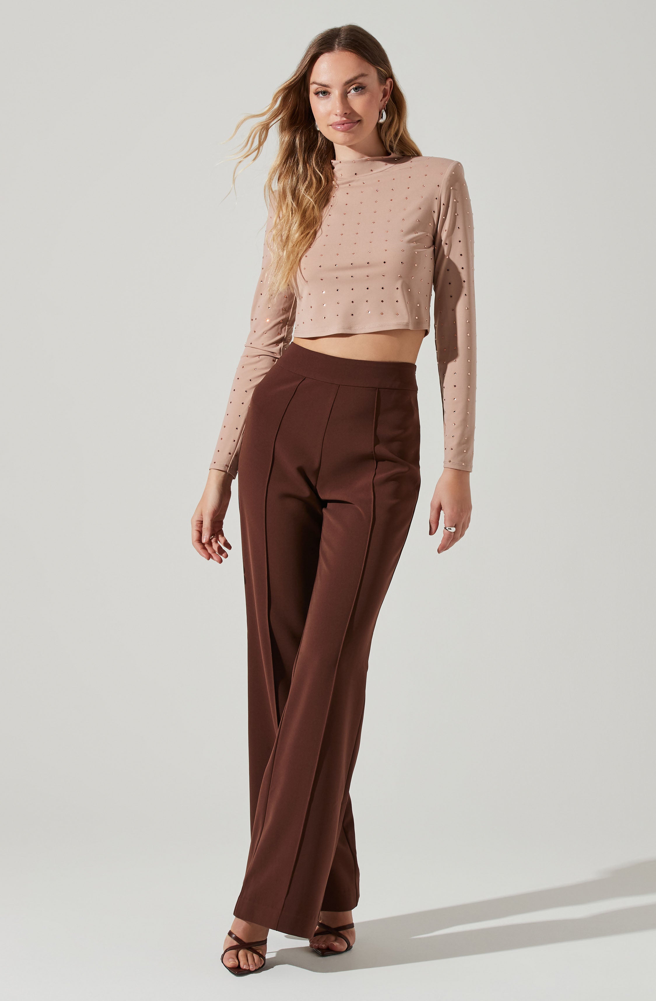 Esther Embellished Mock Neck Top-Aljck