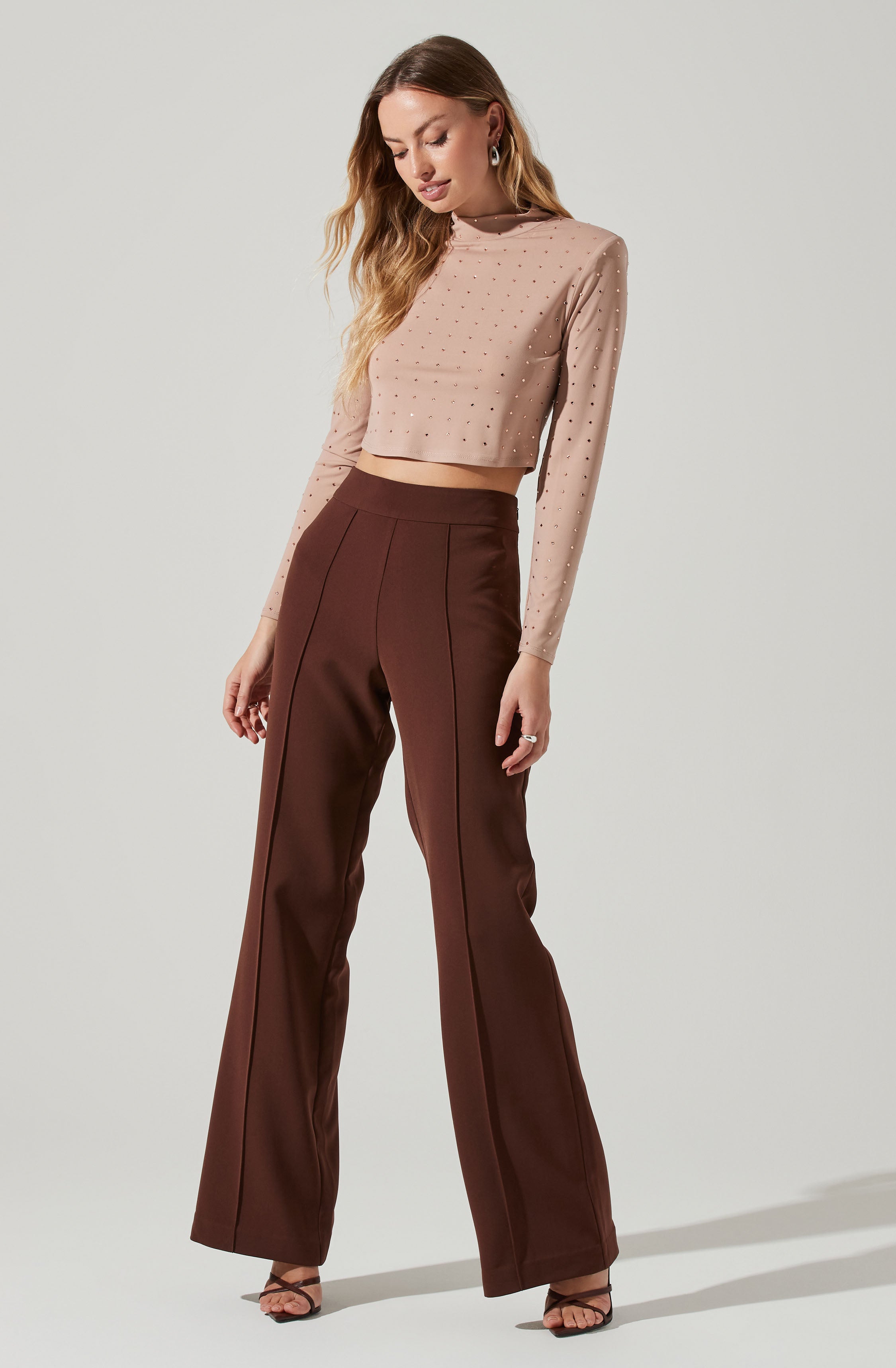 Esther Embellished Mock Neck Top-Aljck