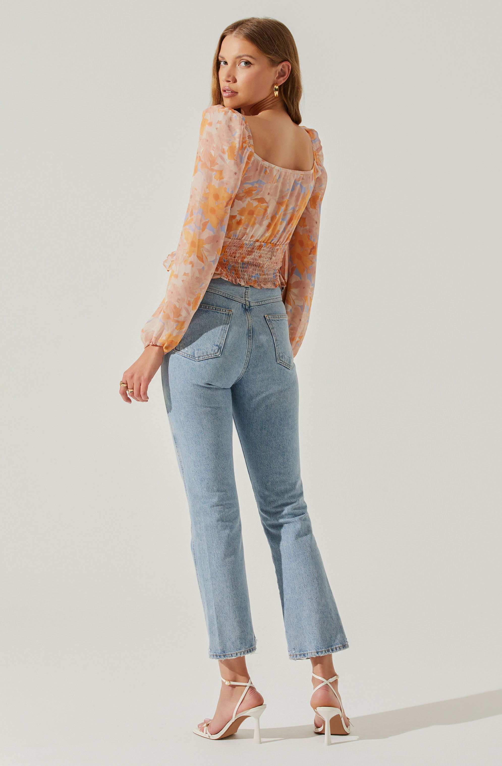 Pridget Floral Corset Puff Sleeve Top-Aljck