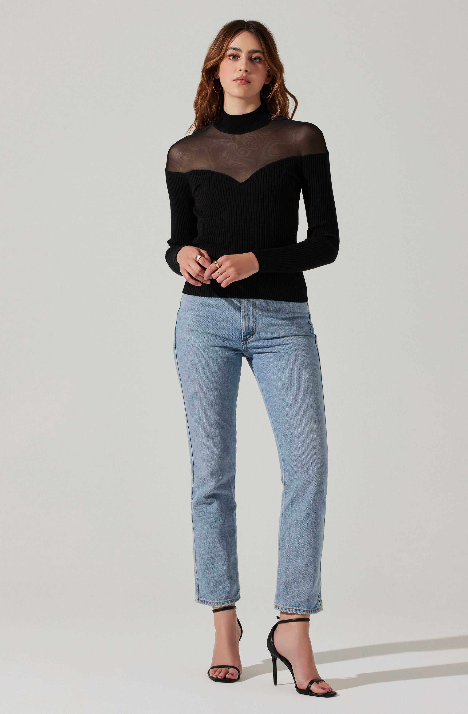 Pomona Contrast Mesh Sweater-Aljck