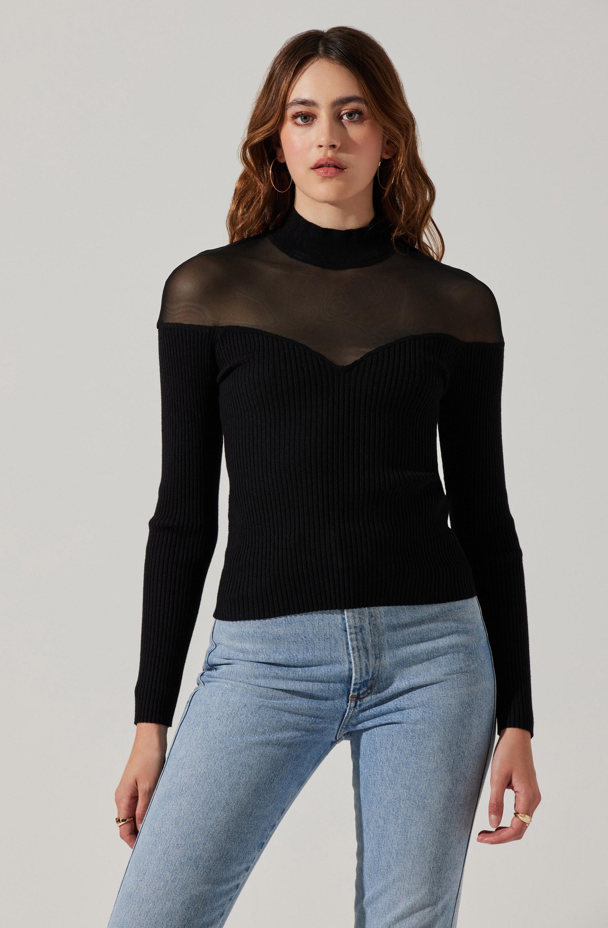 Pomona Contrast Mesh Sweater-Aljck