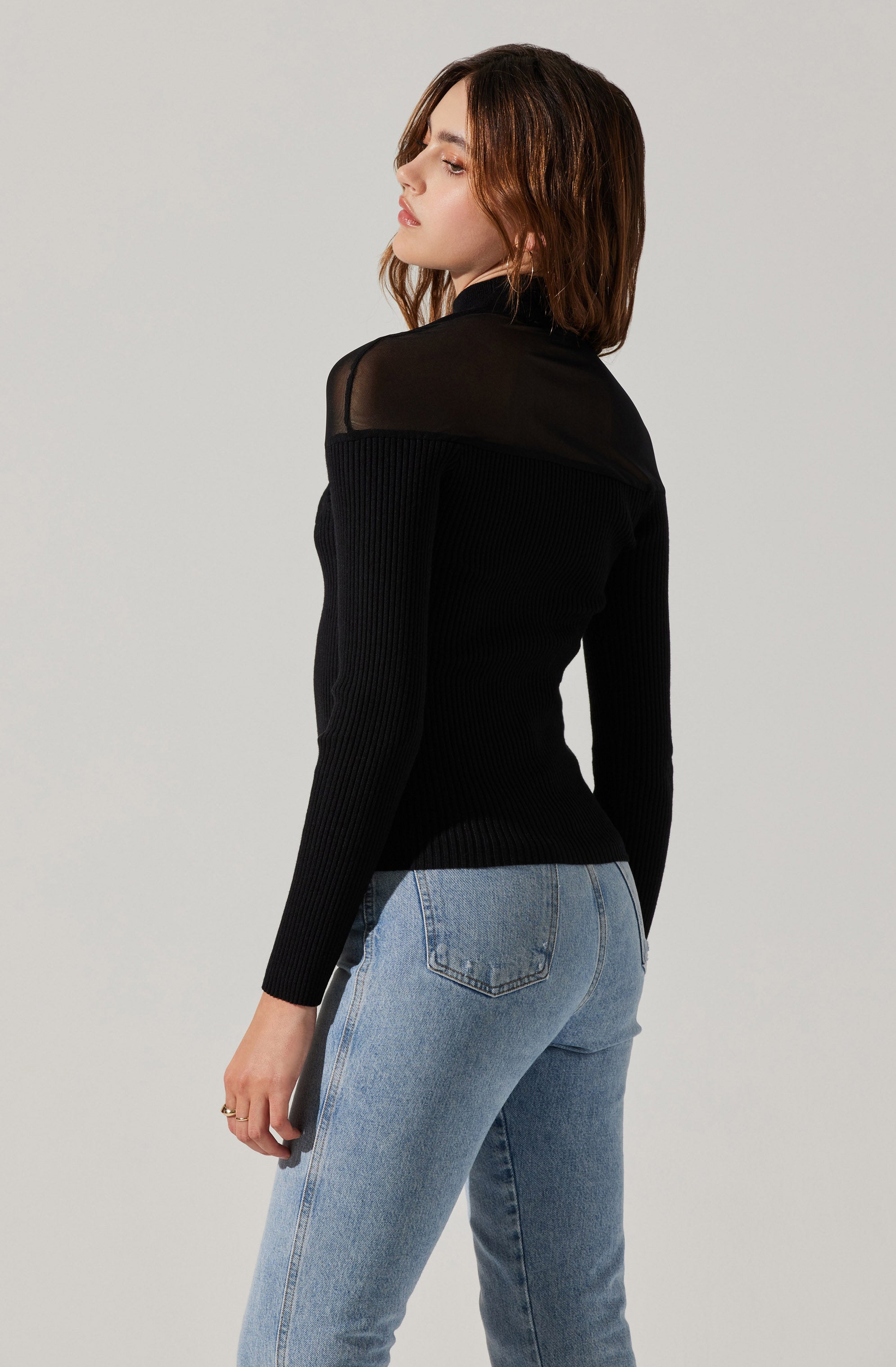 Pomona Contrast Mesh Sweater-Aljck