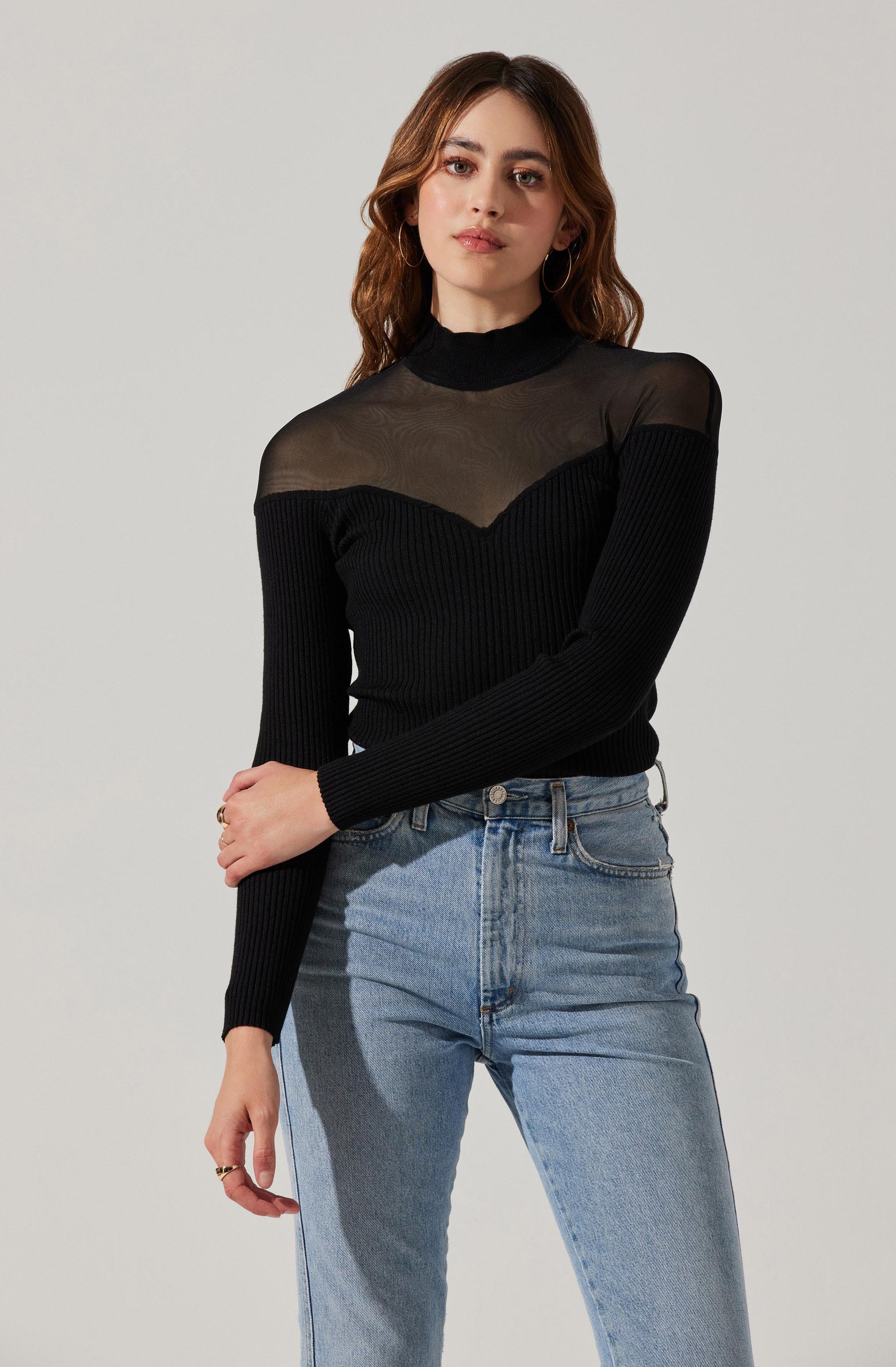 Pomona Contrast Mesh Sweater-Aljck