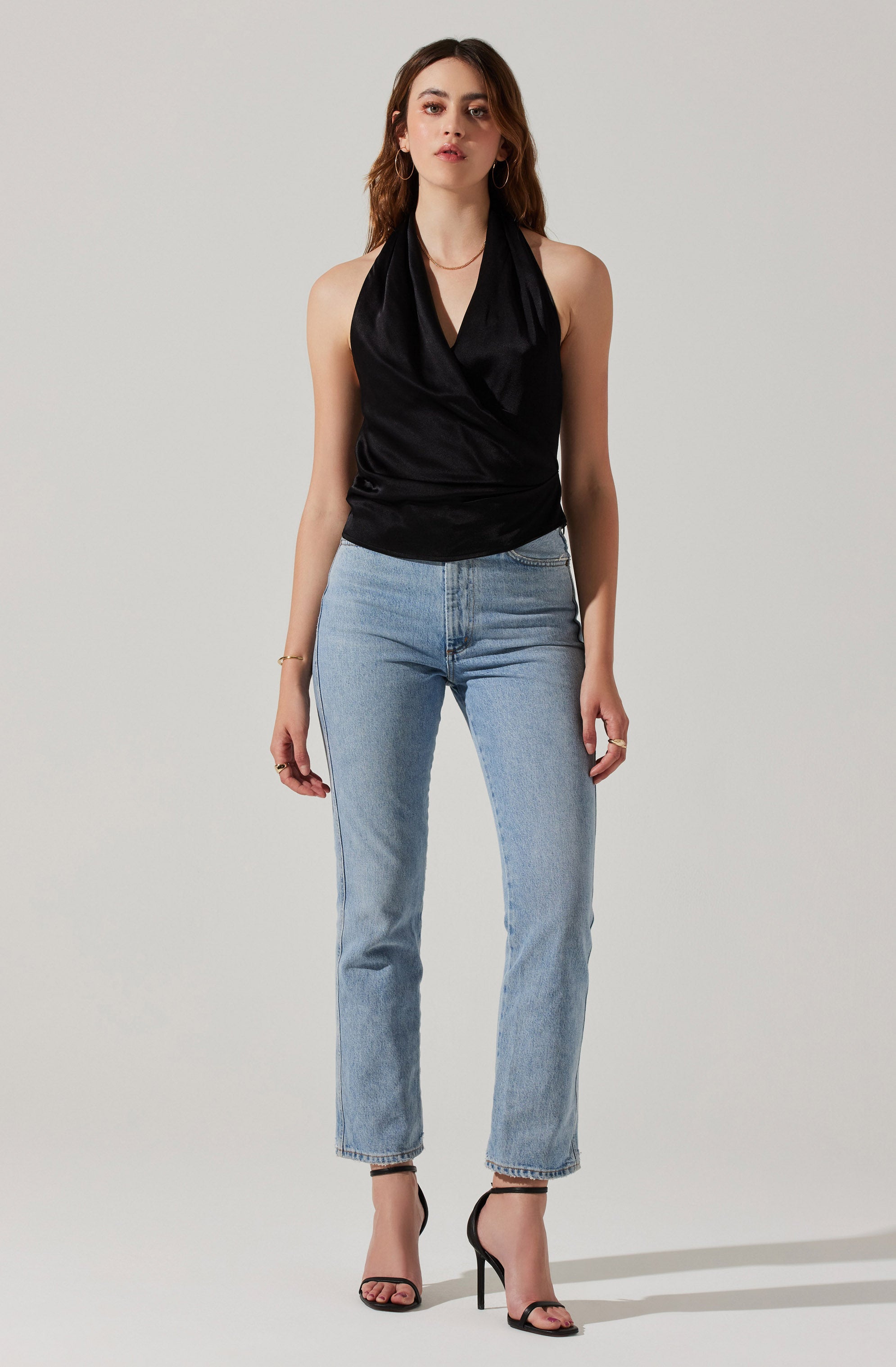 Della Satin Halter Top-Aljck