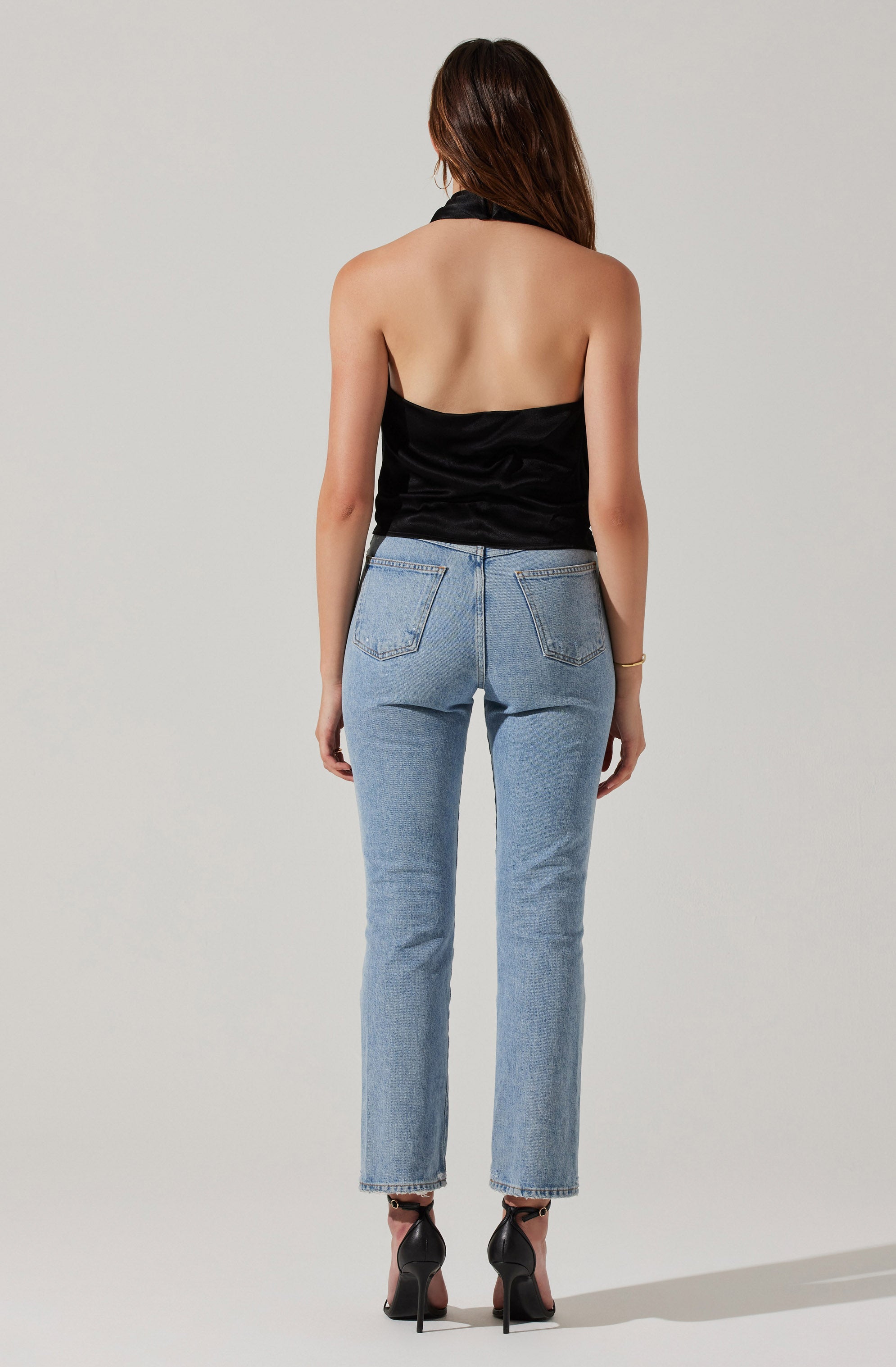 Della Satin Halter Top-Aljck