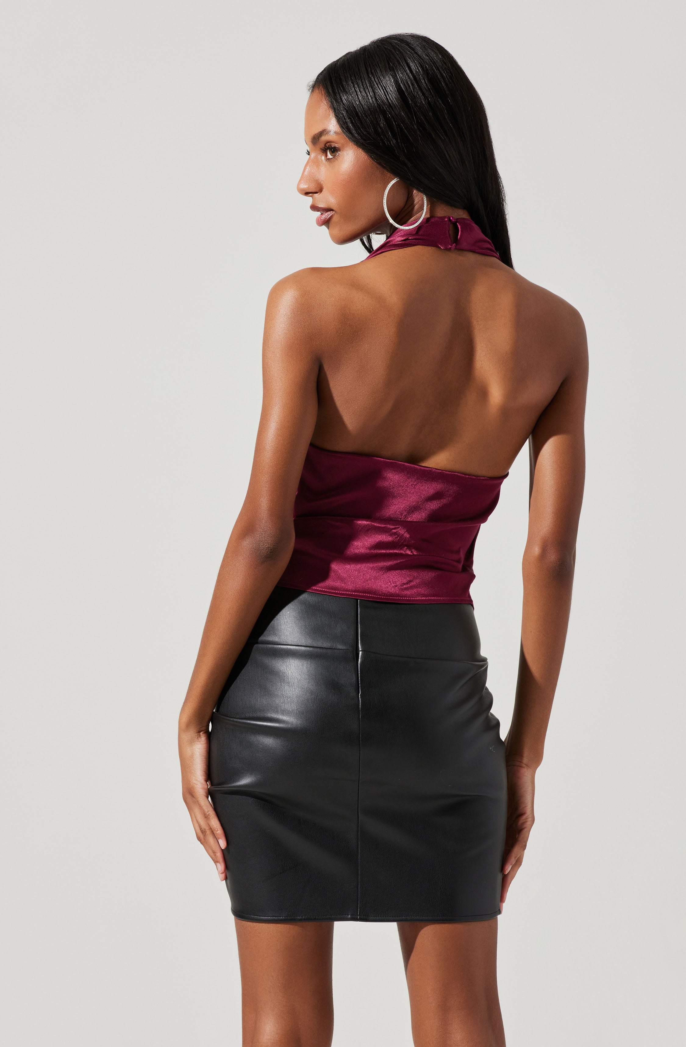 Della Satin Halter Top-Aljck