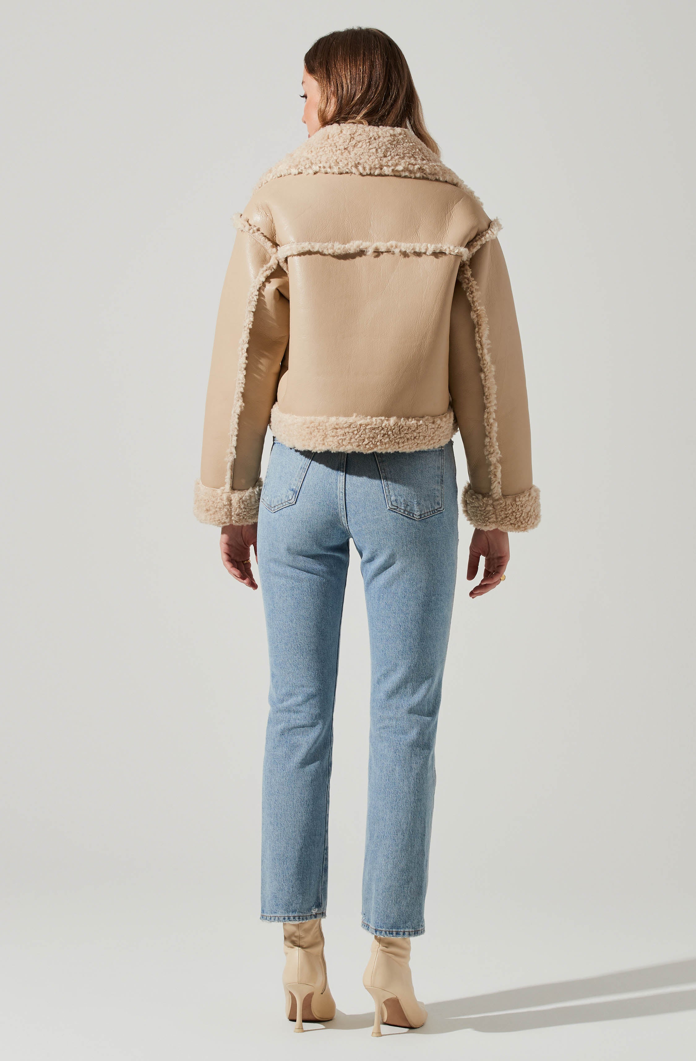 Luciana Faux Leather Shearling Jacket-Aljck