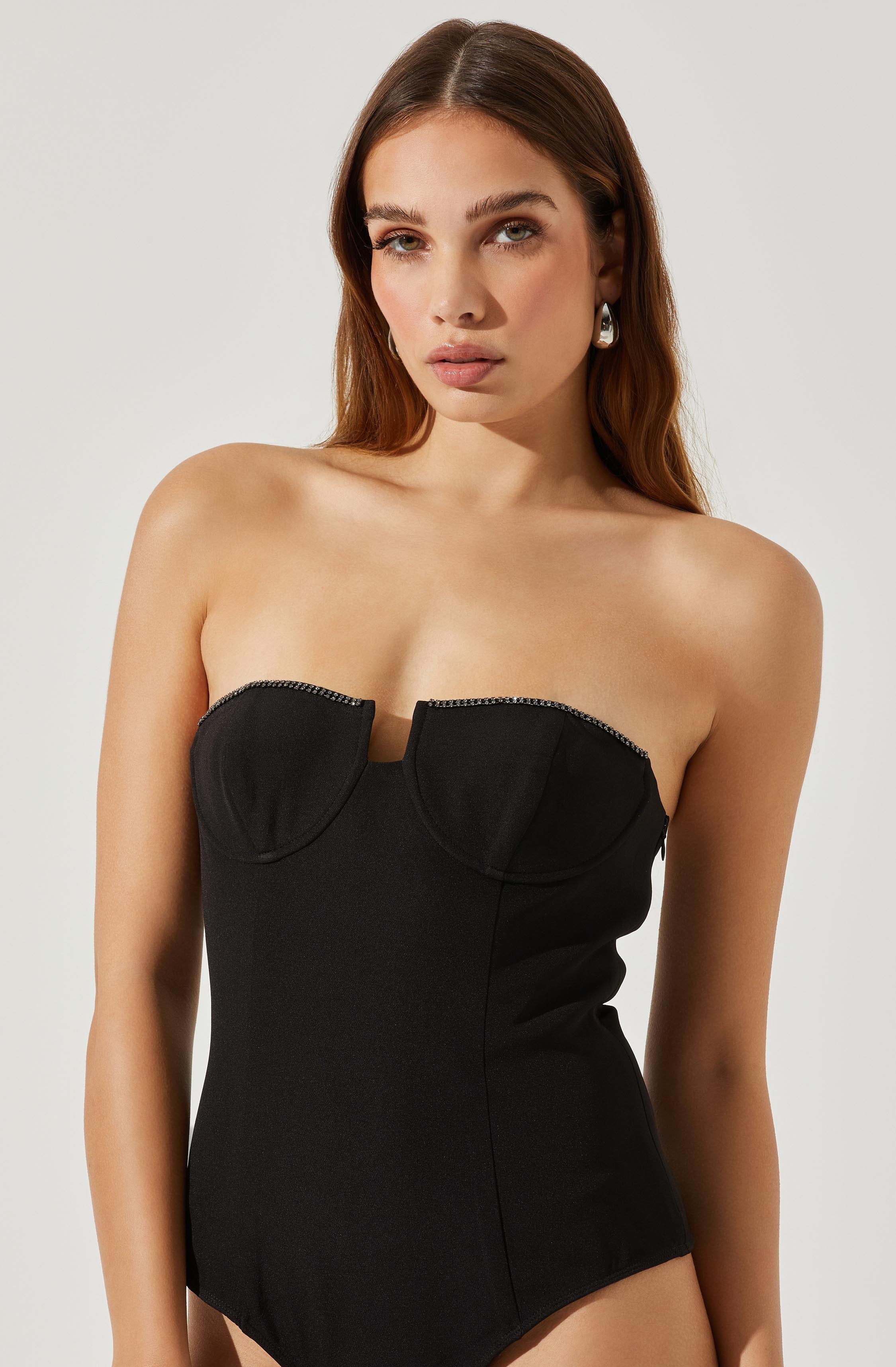 Chastine Rhinestone Embellished Bodysuit-Aljck