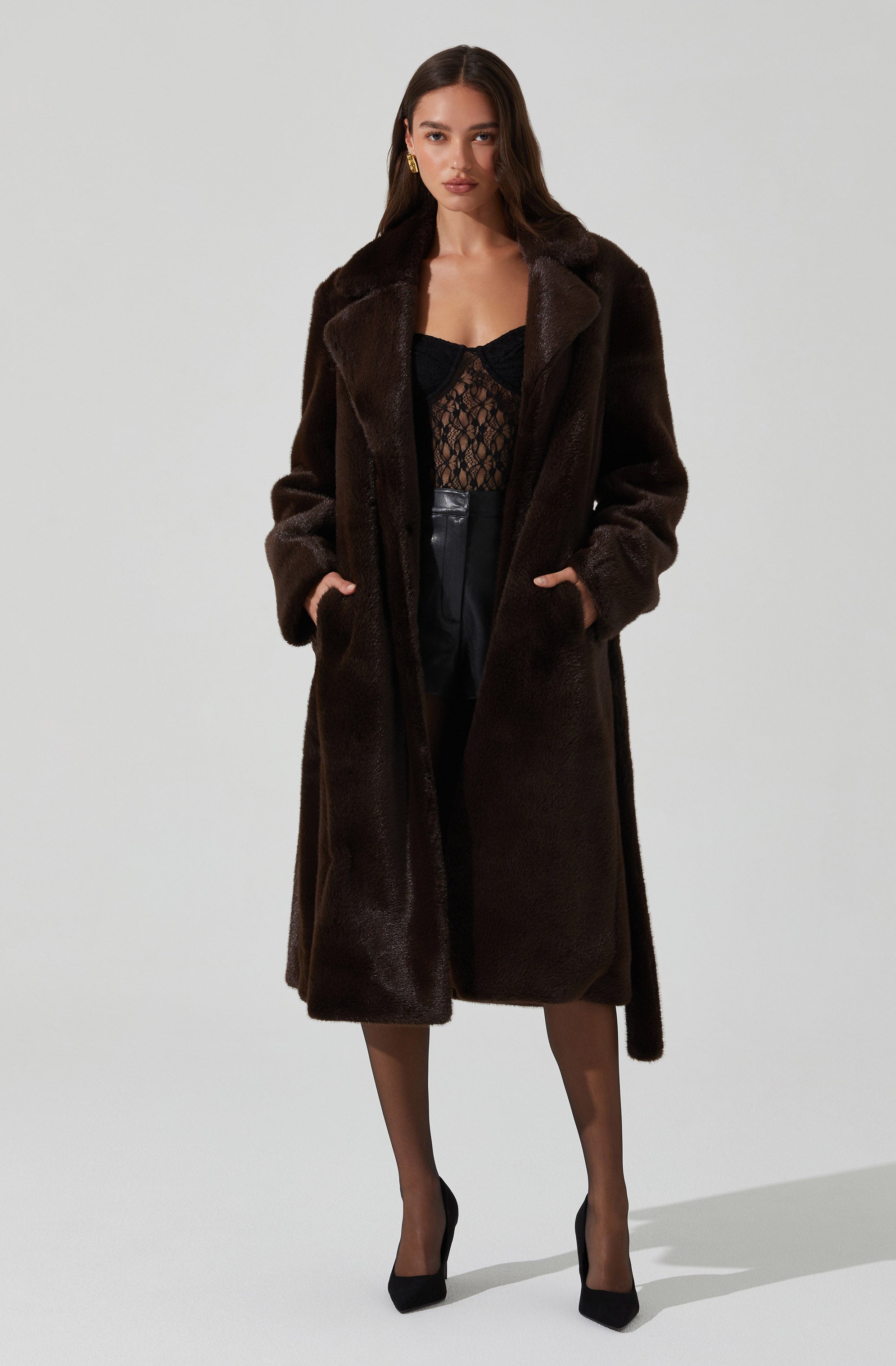 Maisie Faux Fur Longline Coat-Aljck