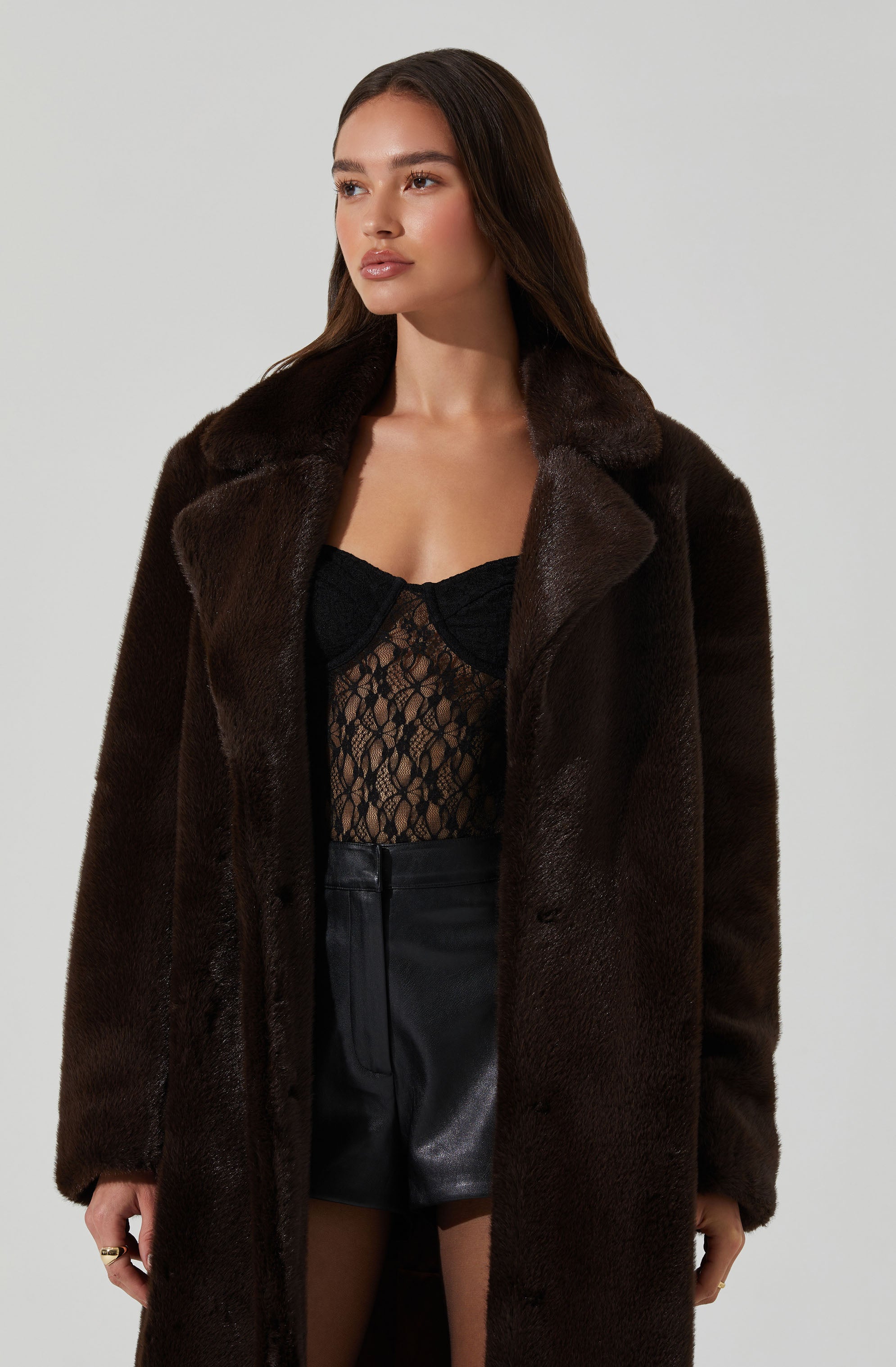 Maisie Faux Fur Longline Coat-Aljck