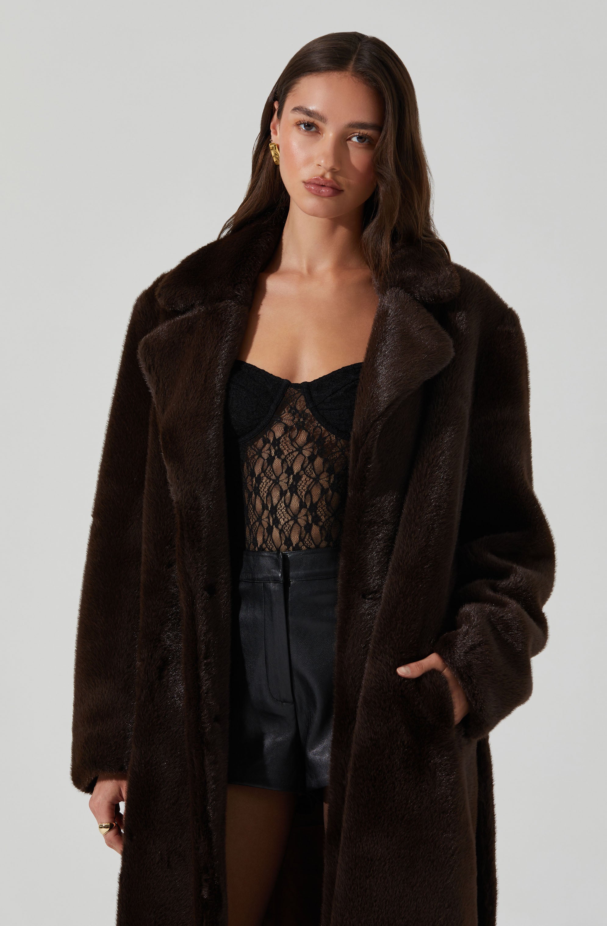 Maisie Faux Fur Longline Coat-Aljck