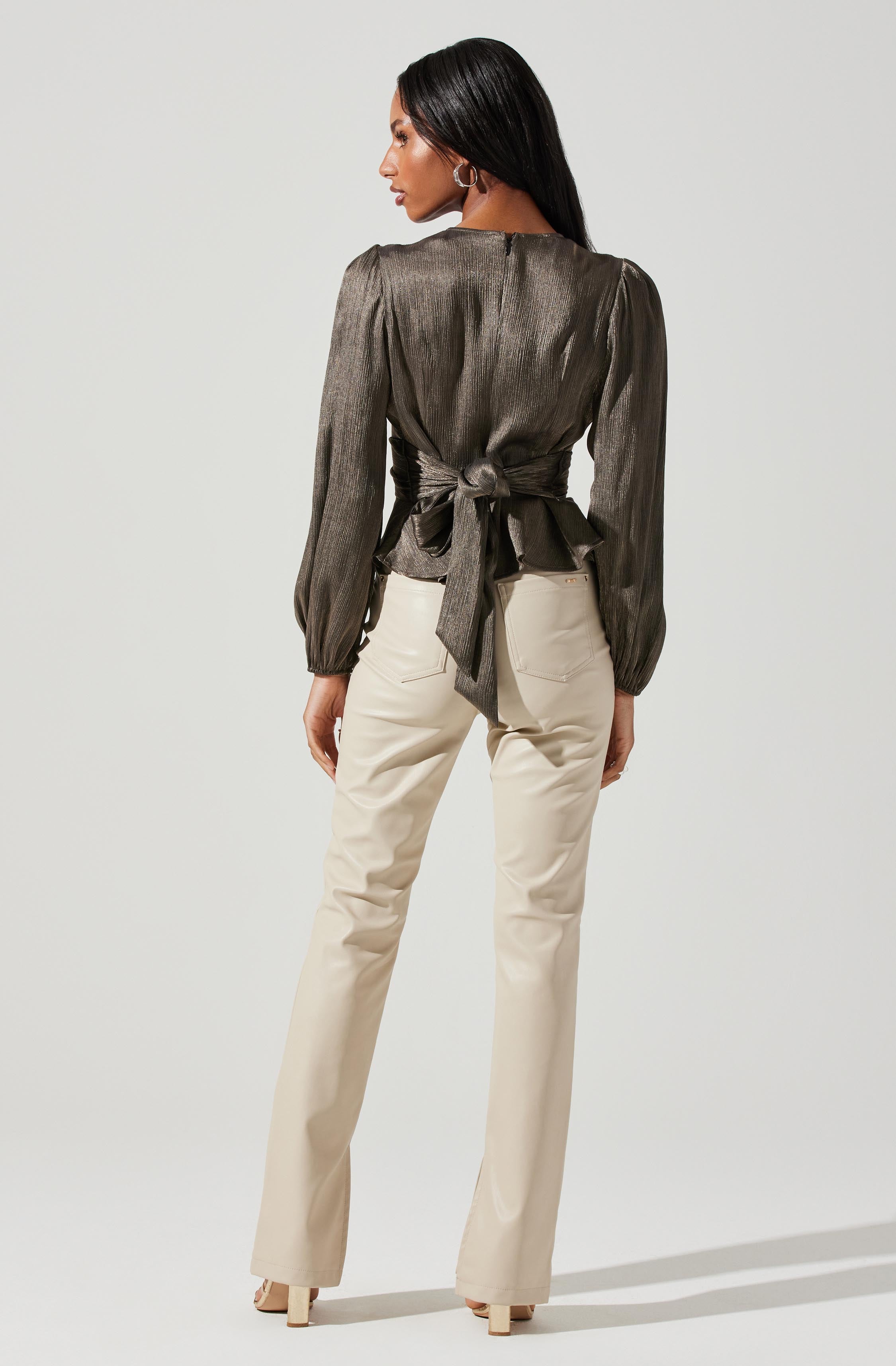 Eliana Puff Sleeve Twist Front Top-Aljck