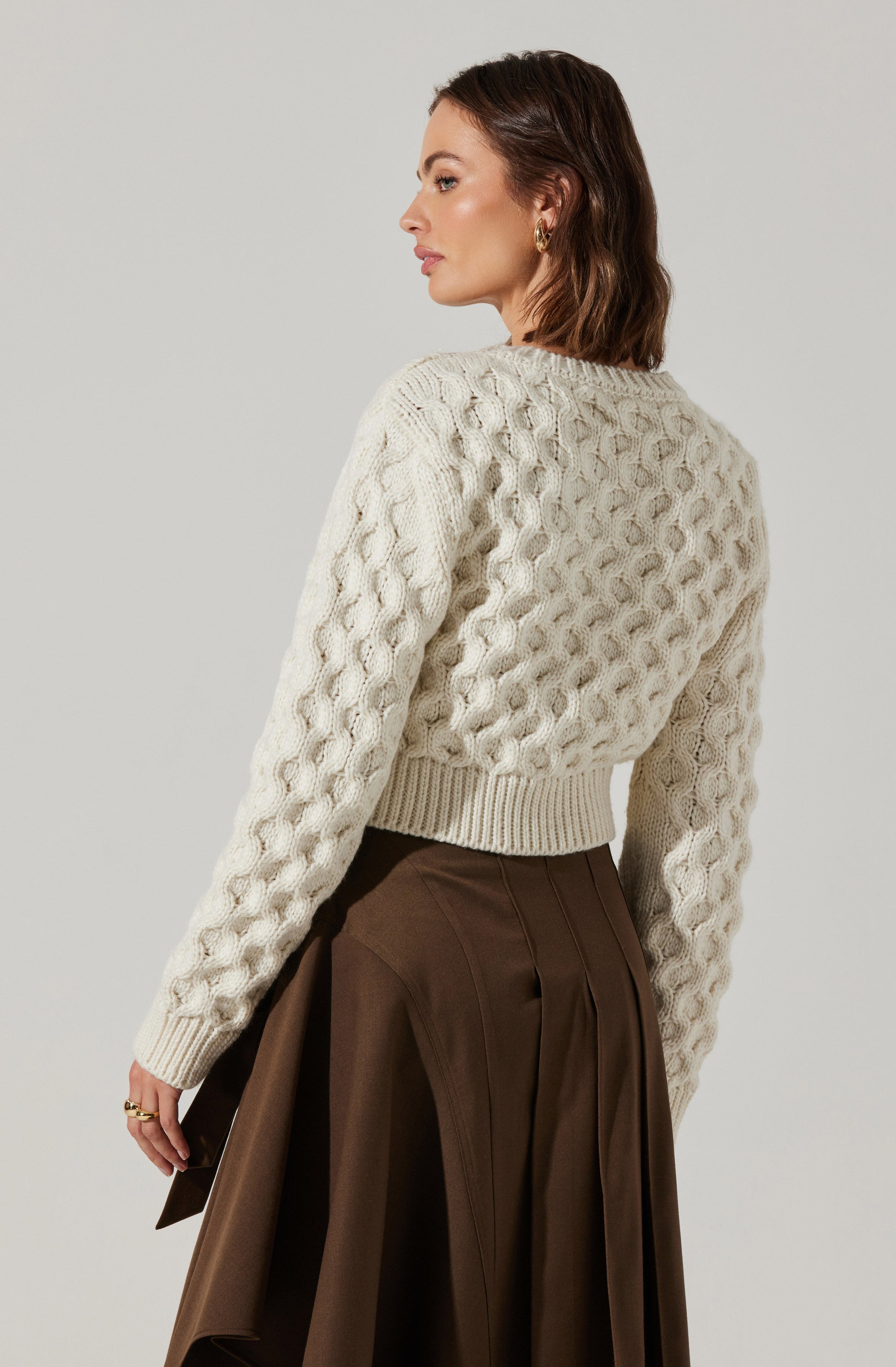 Caila Cable Knit Cropped Sweater-Aljck