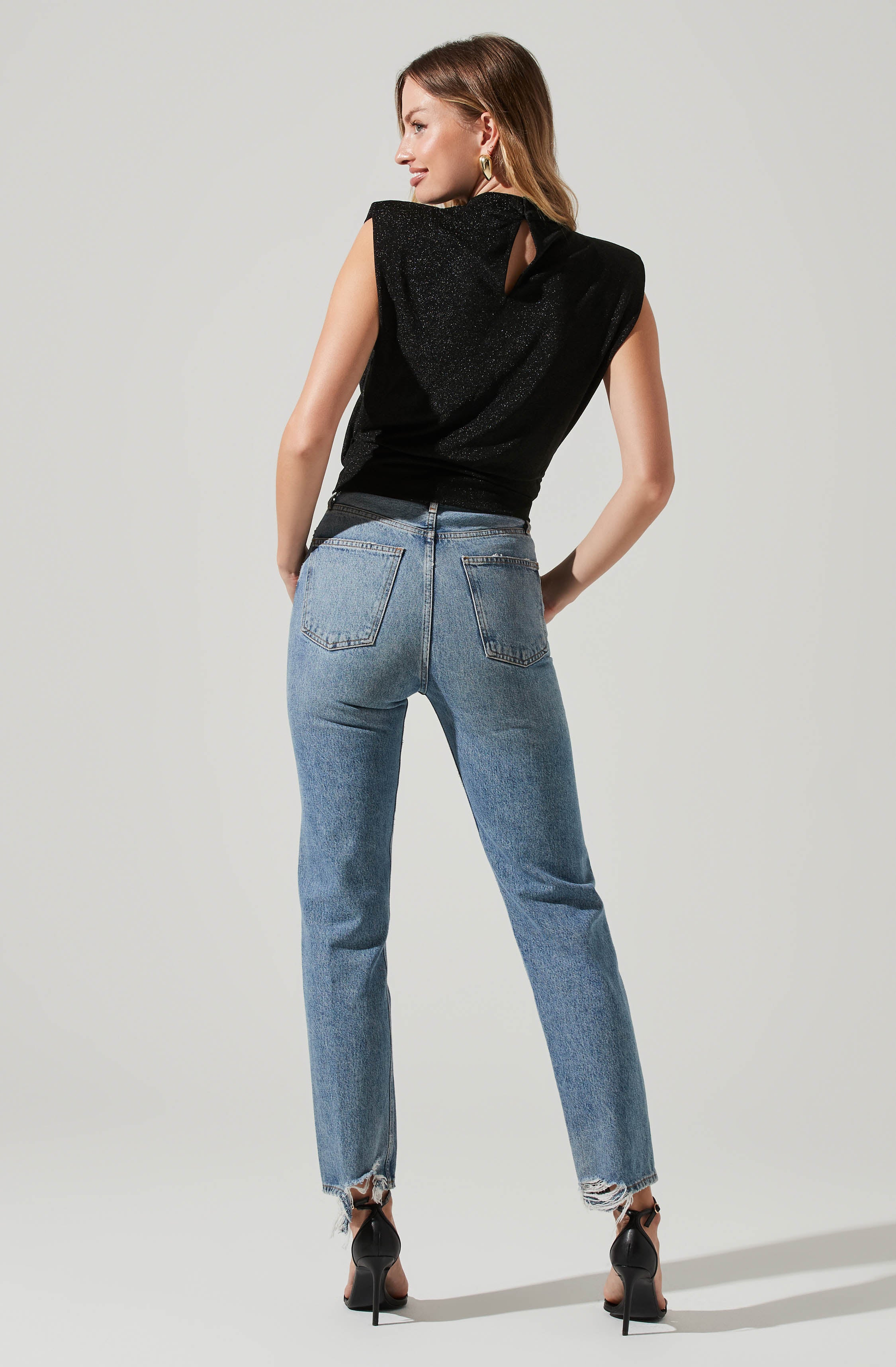 Jayda Draped Mock Neck Top-Aljck