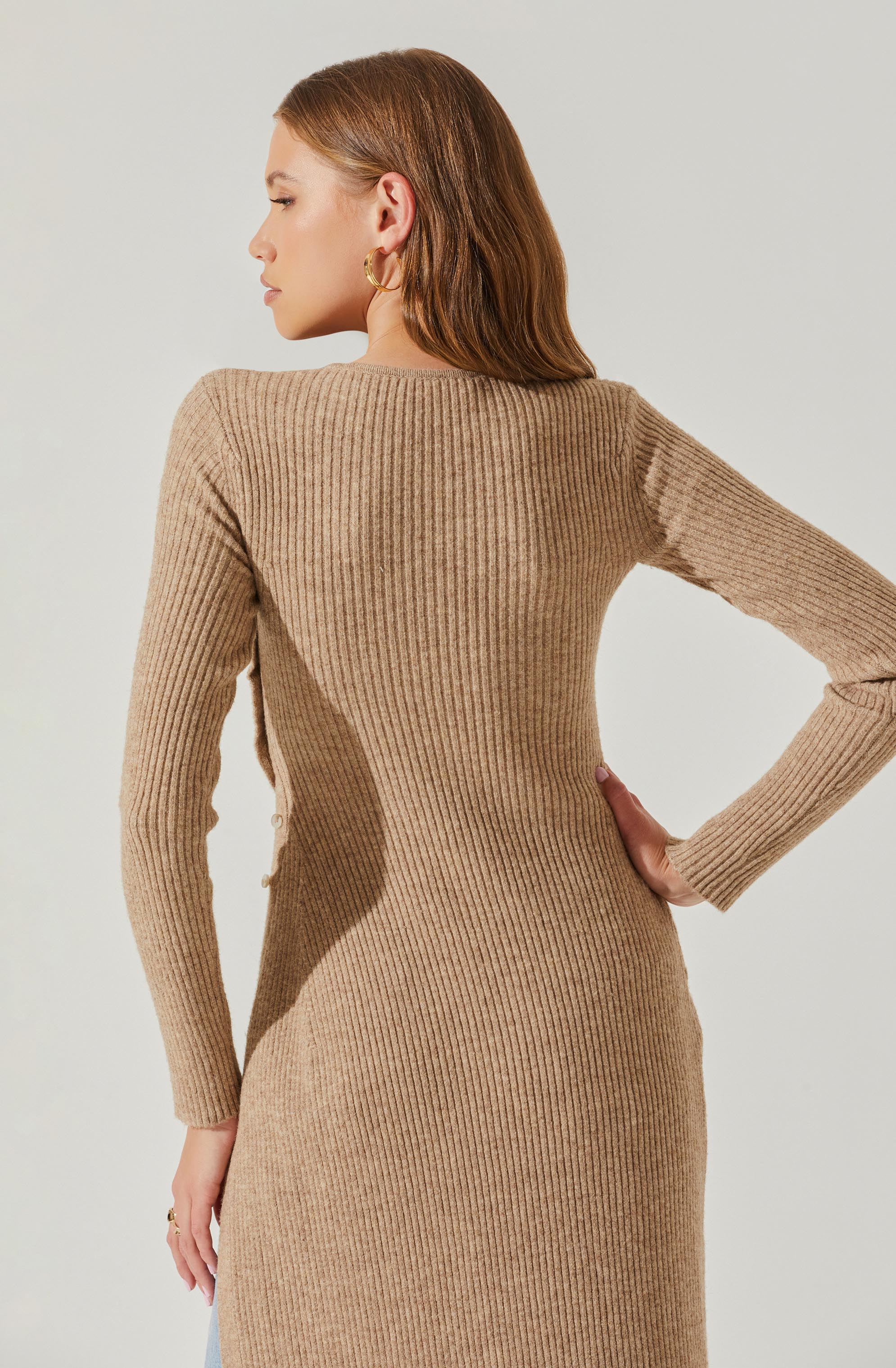 Bray Ribbed Knit Hi Slit Sweater-Aljck