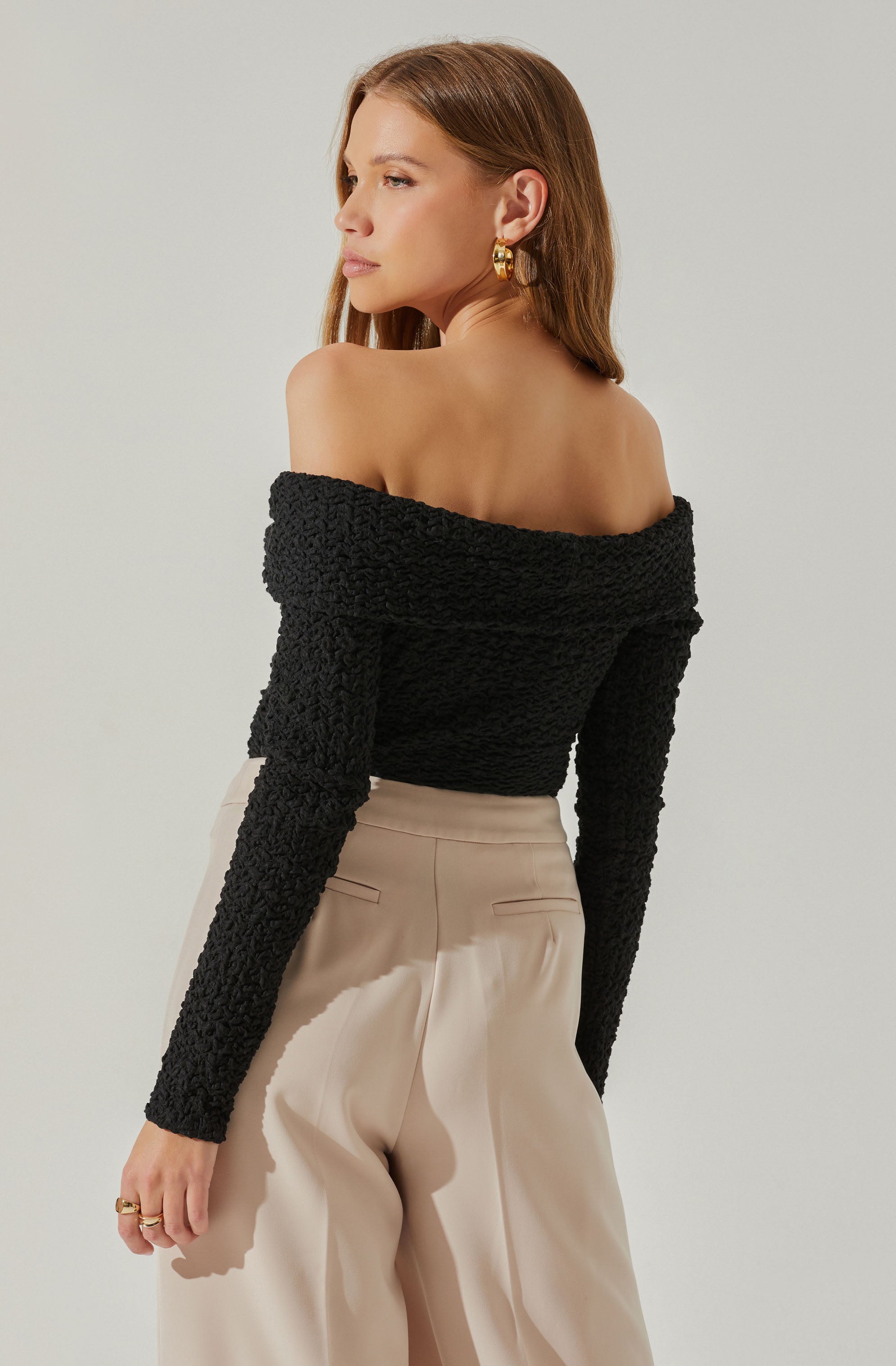 Kendy Off Shoulder Long Sleeve Top-Aljck