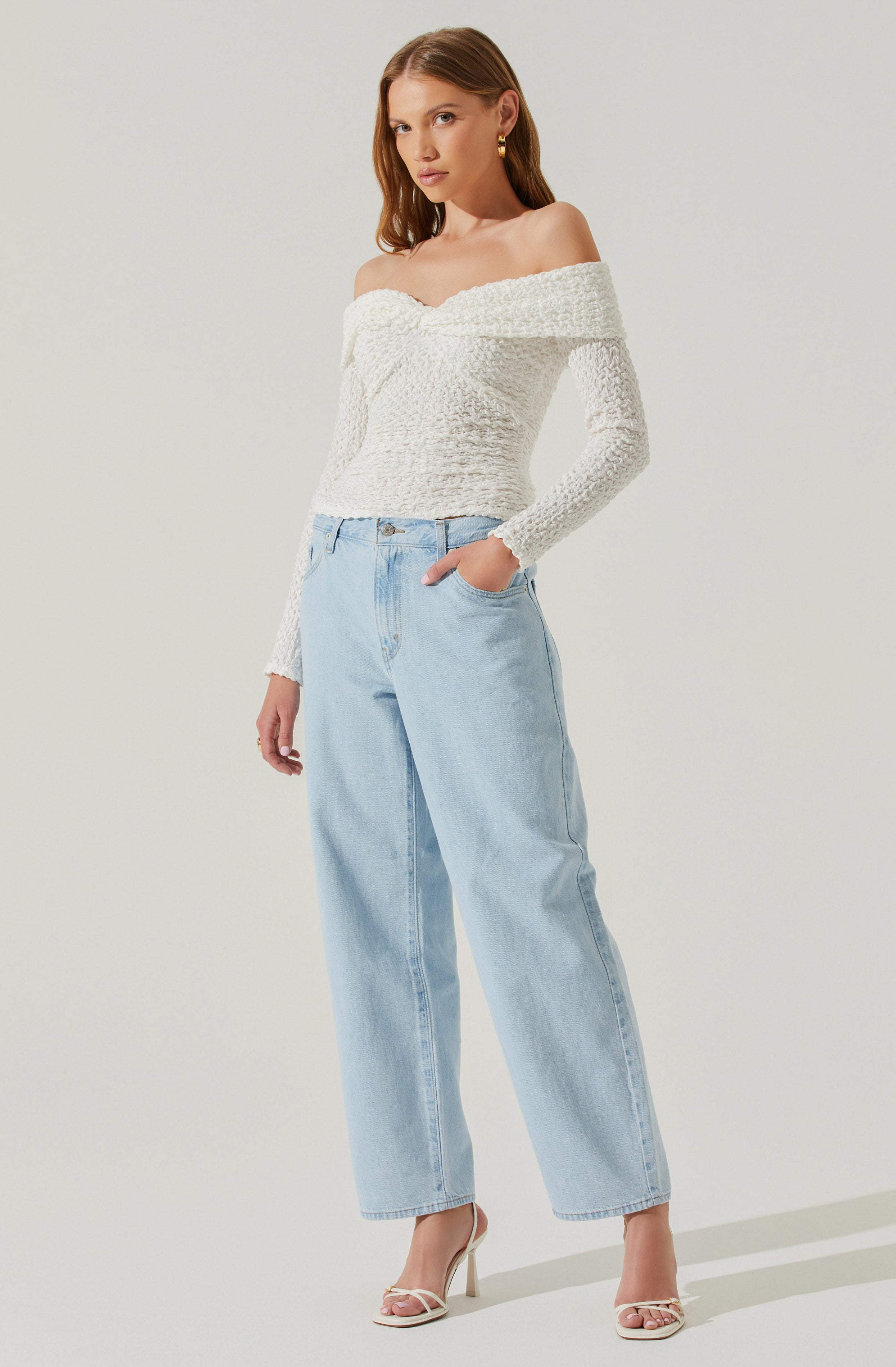 Kendy Off Shoulder Long Sleeve Top-Aljck