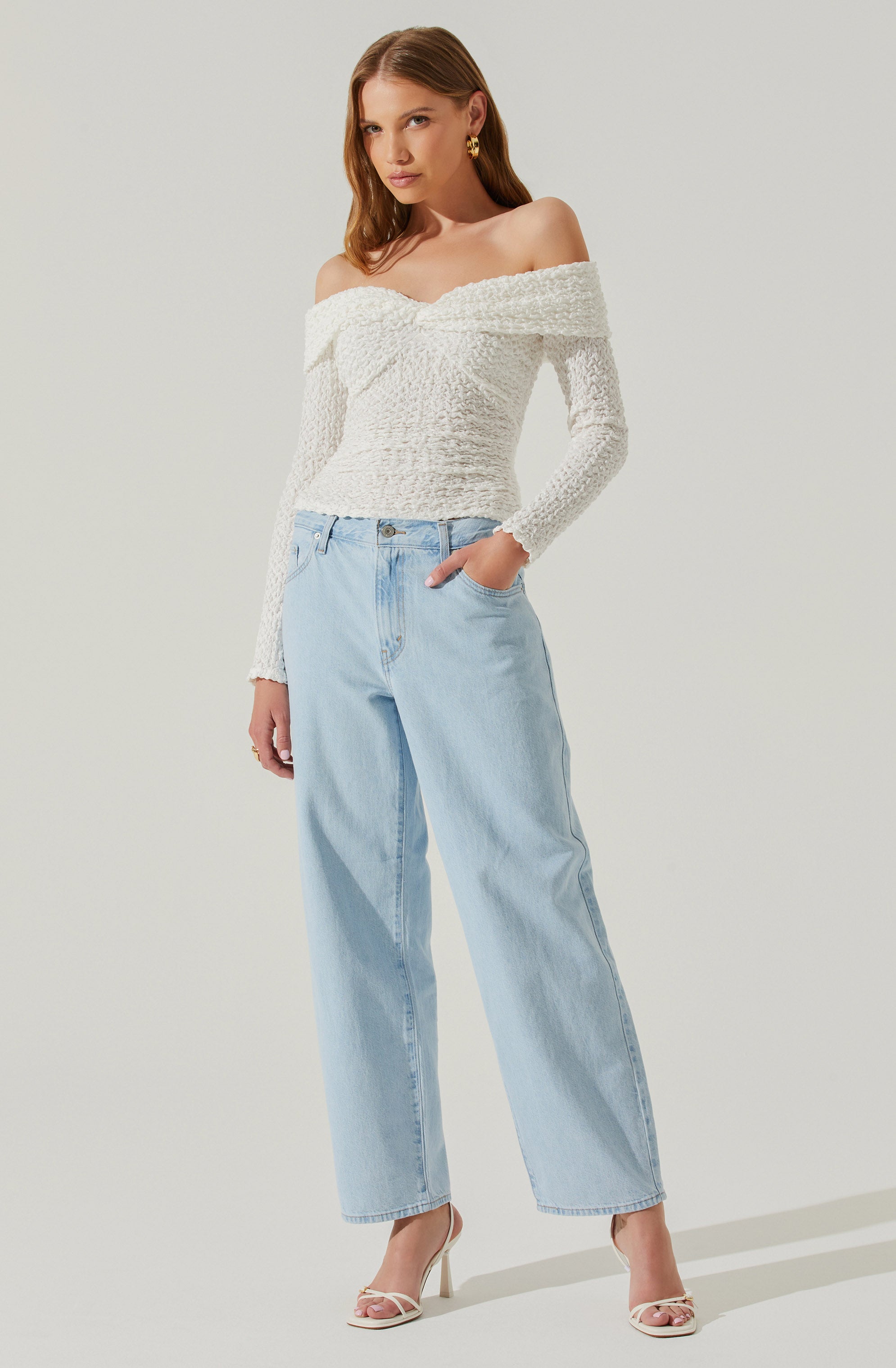 Kendy Off Shoulder Long Sleeve Top-Aljck