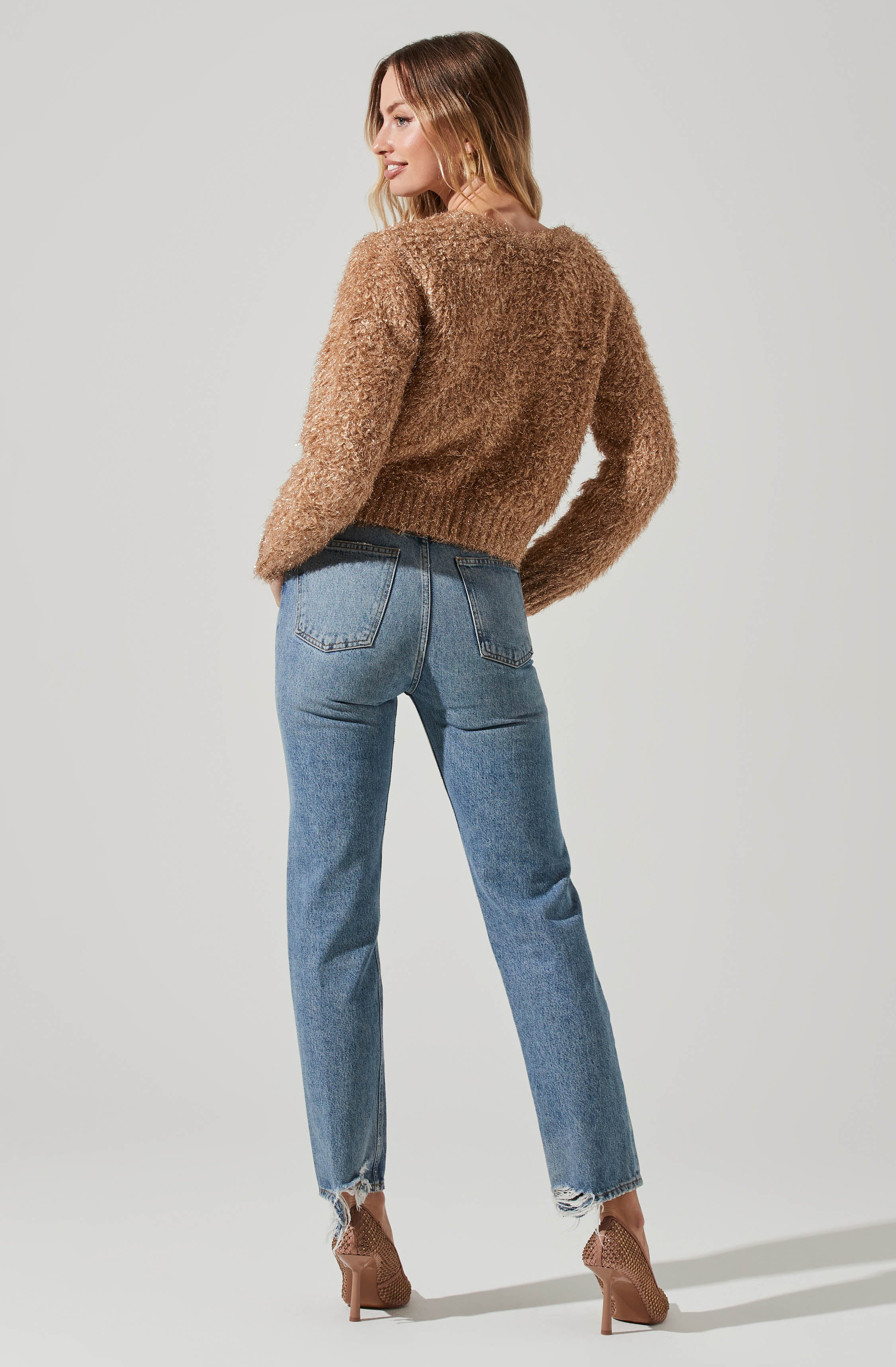 Alma Metallic Knit Sweater-Aljck