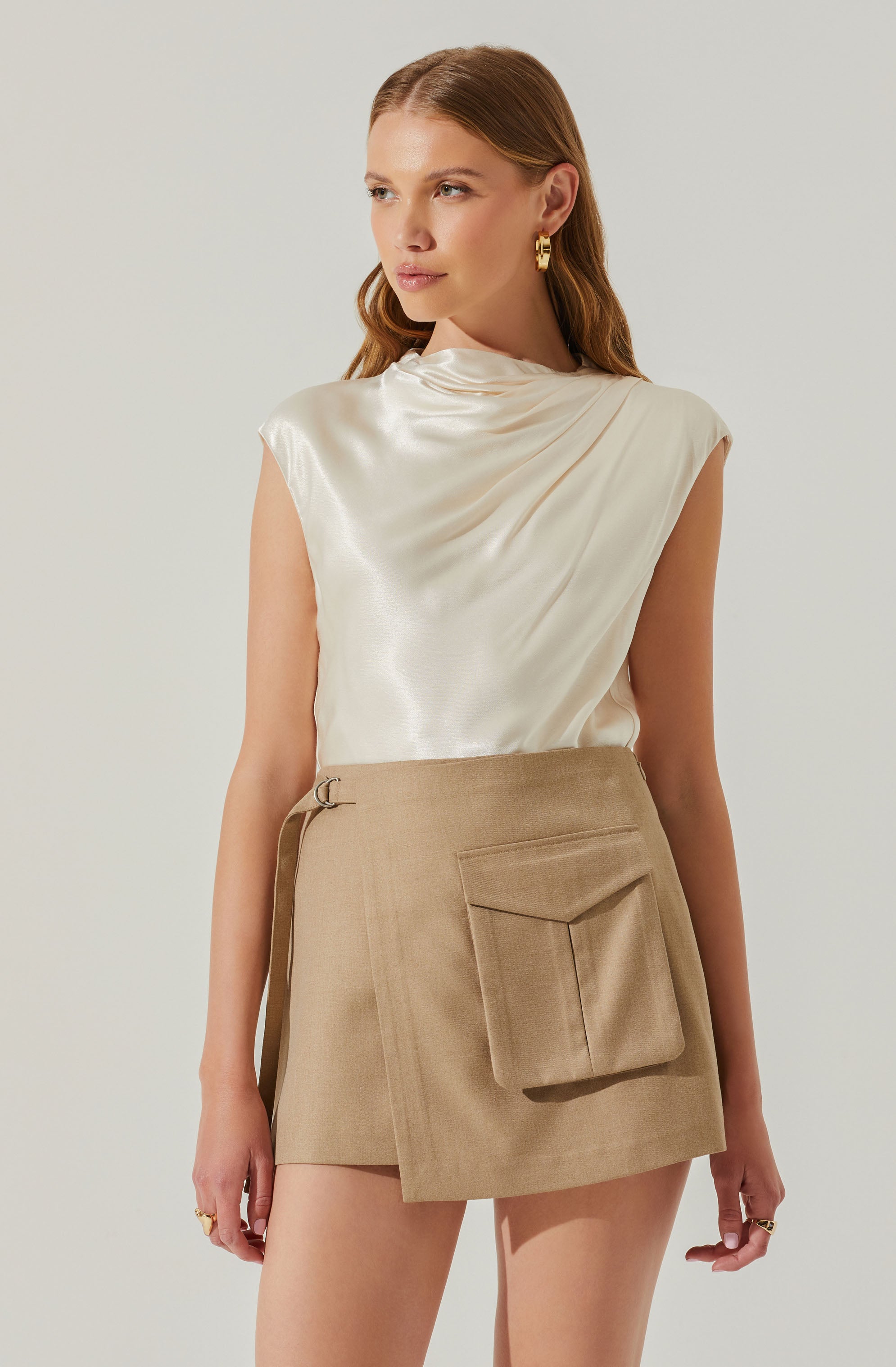 Tazia Draped Satin Top-Aljck