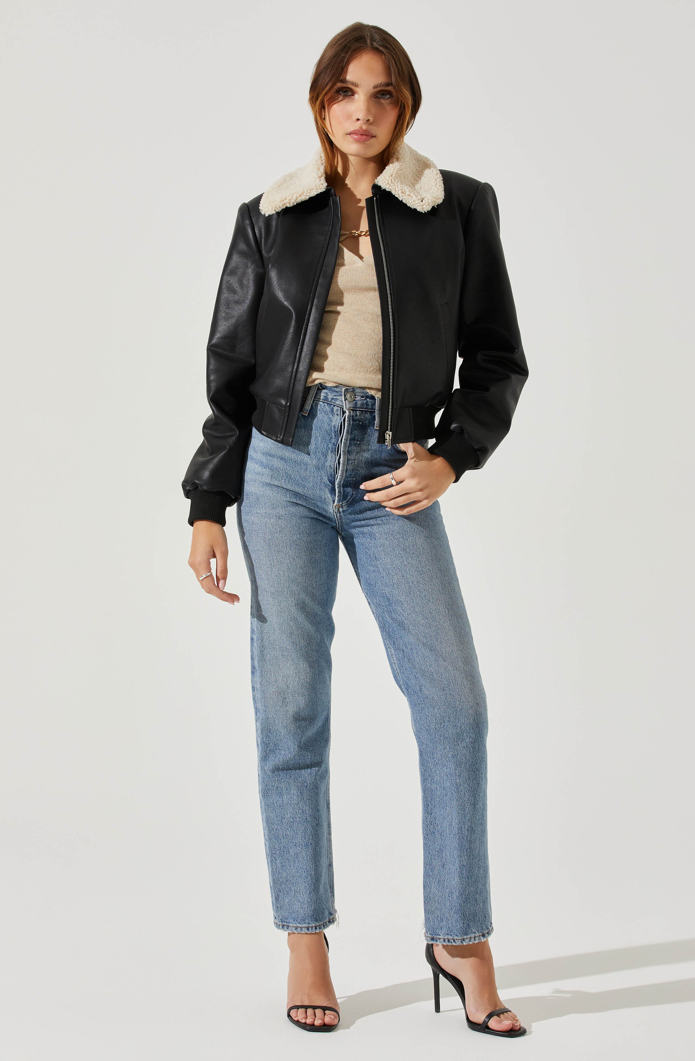 Trudy Faux Leather Jacket-Aljck