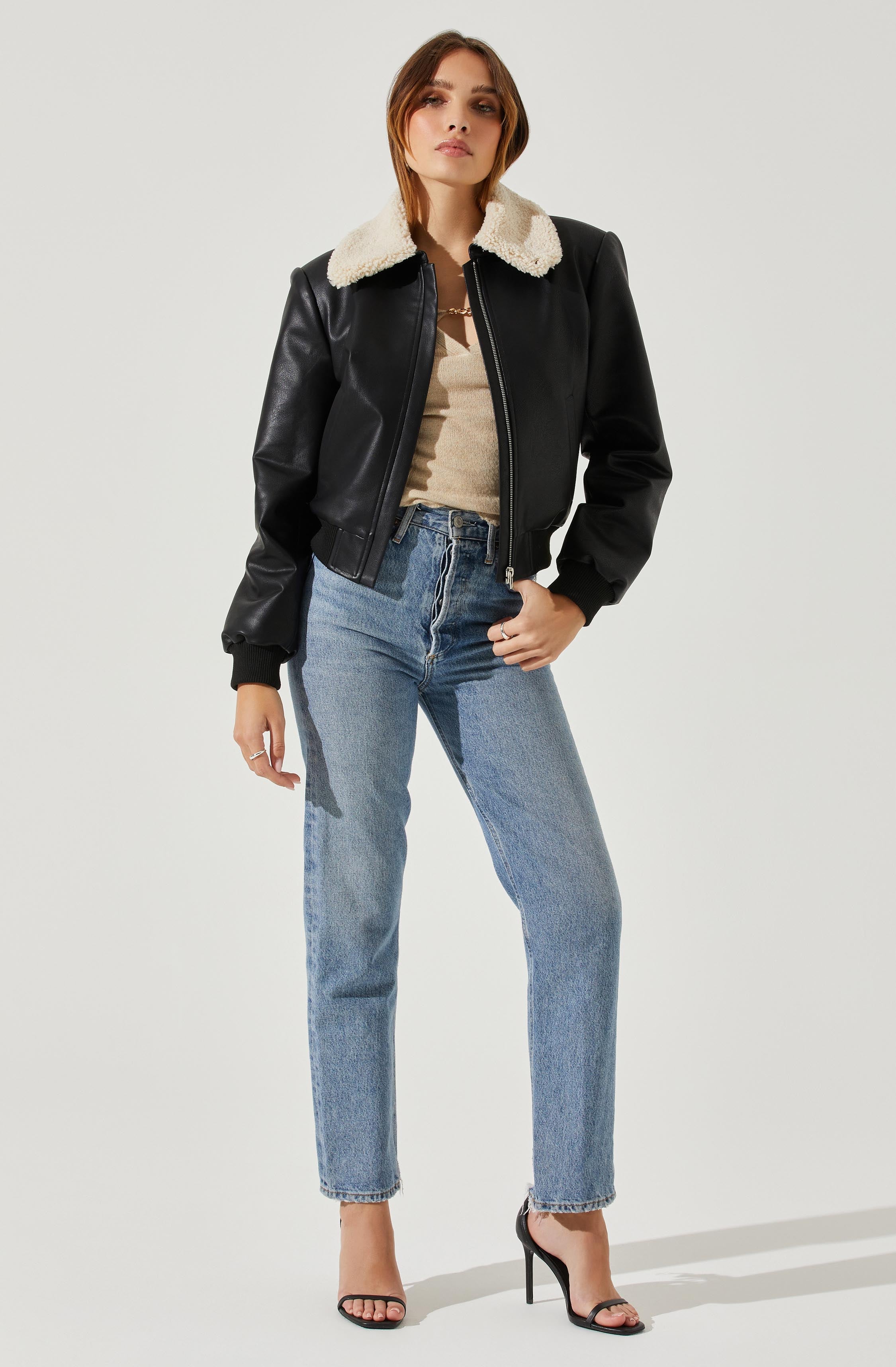 Trudy Faux Leather Jacket-Aljck