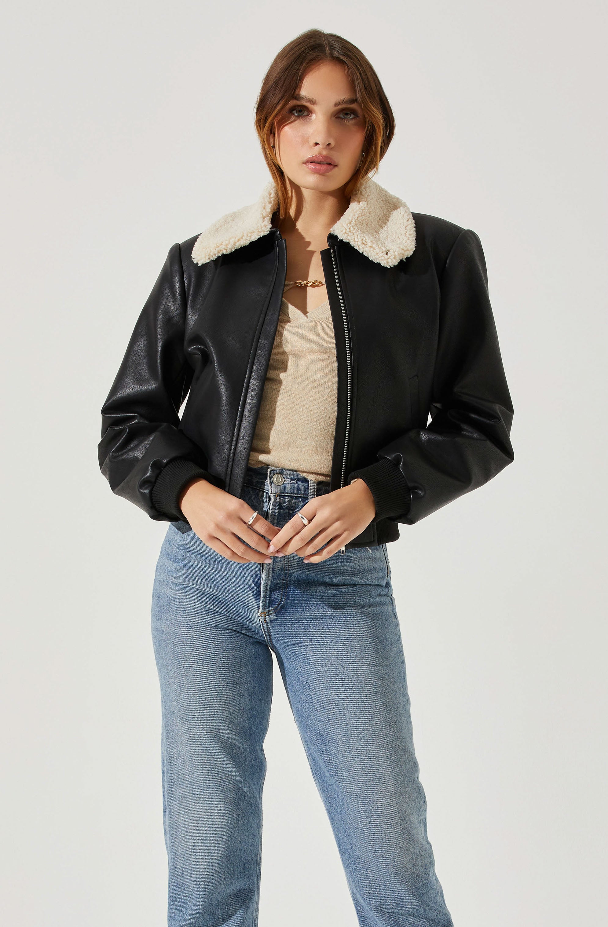 Trudy Faux Leather Jacket-Aljck
