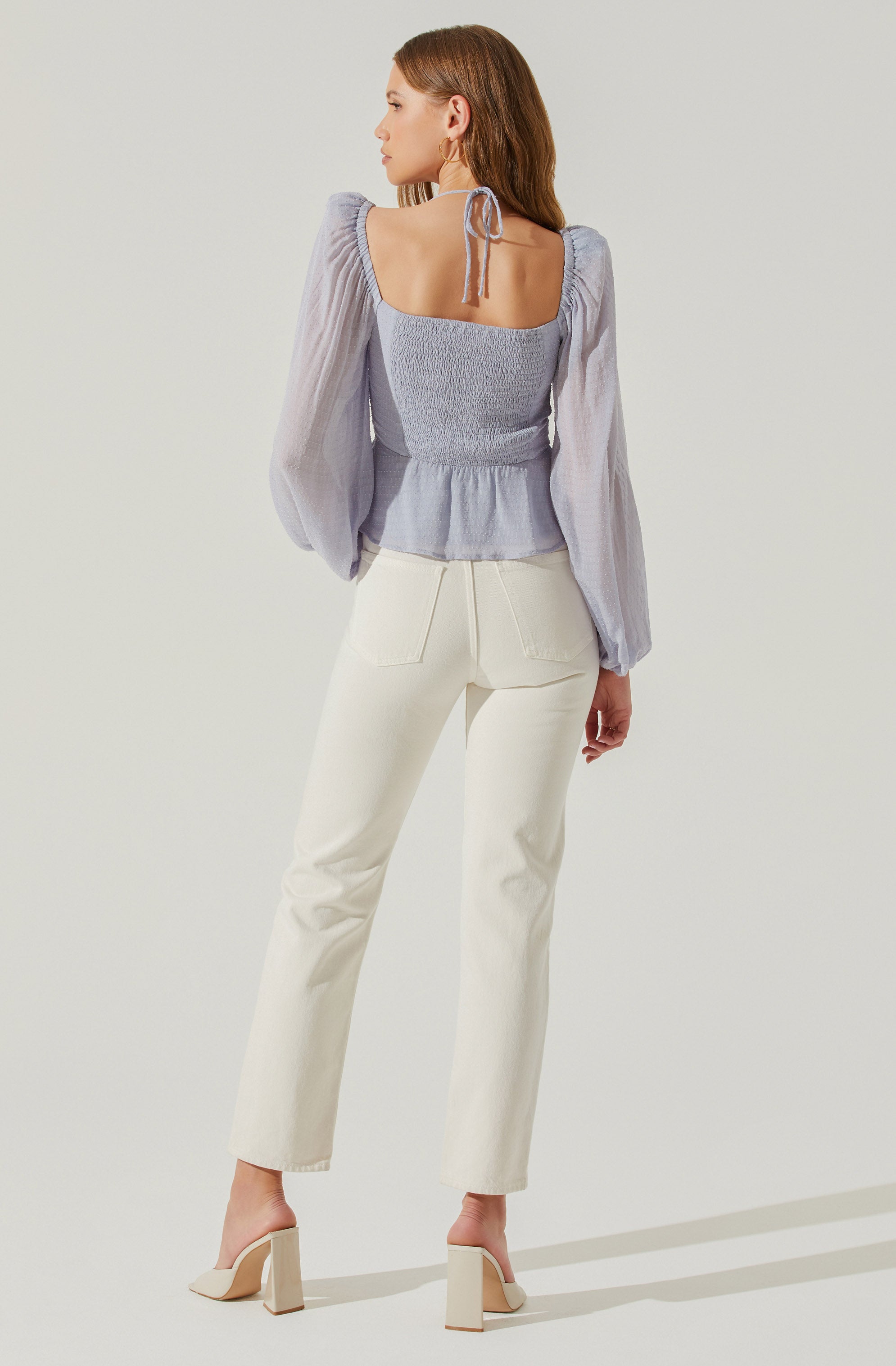 Roisin Tie Neck Puff Sleeve Top-Aljck