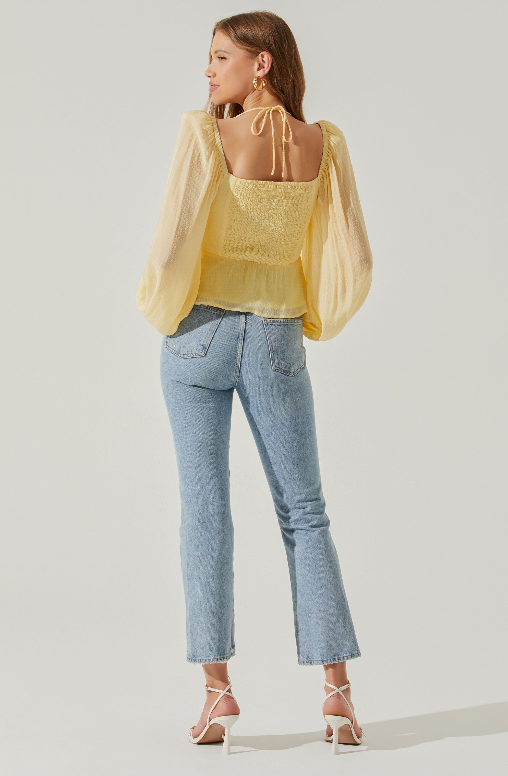 Roisin Tie Neck Puff Sleeve Top-Aljck