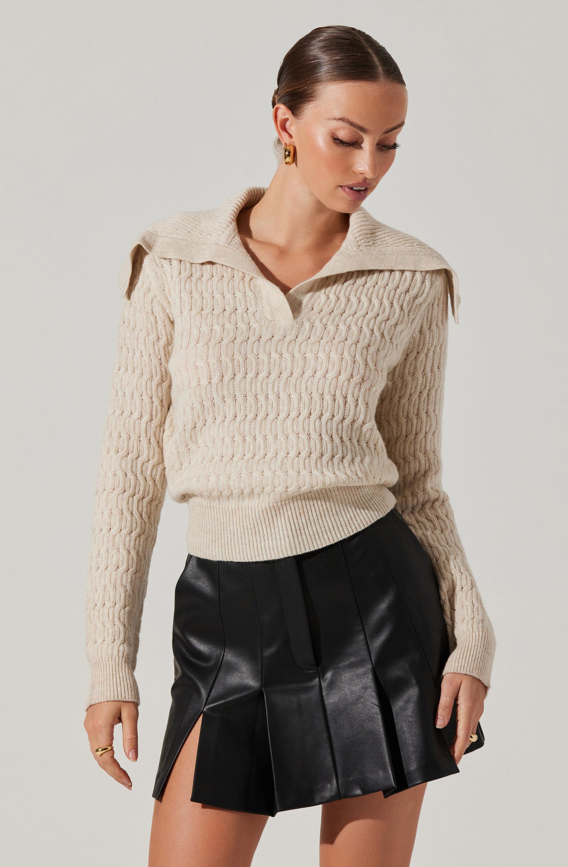 Xanthe Oversize Collar Sweater-Aljck