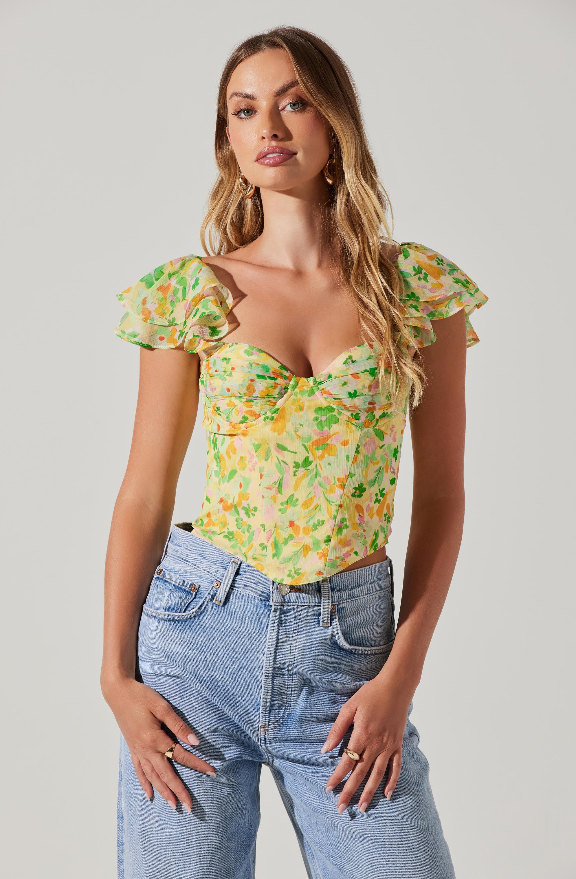 Corazon Floral Bustier Top-Aljck