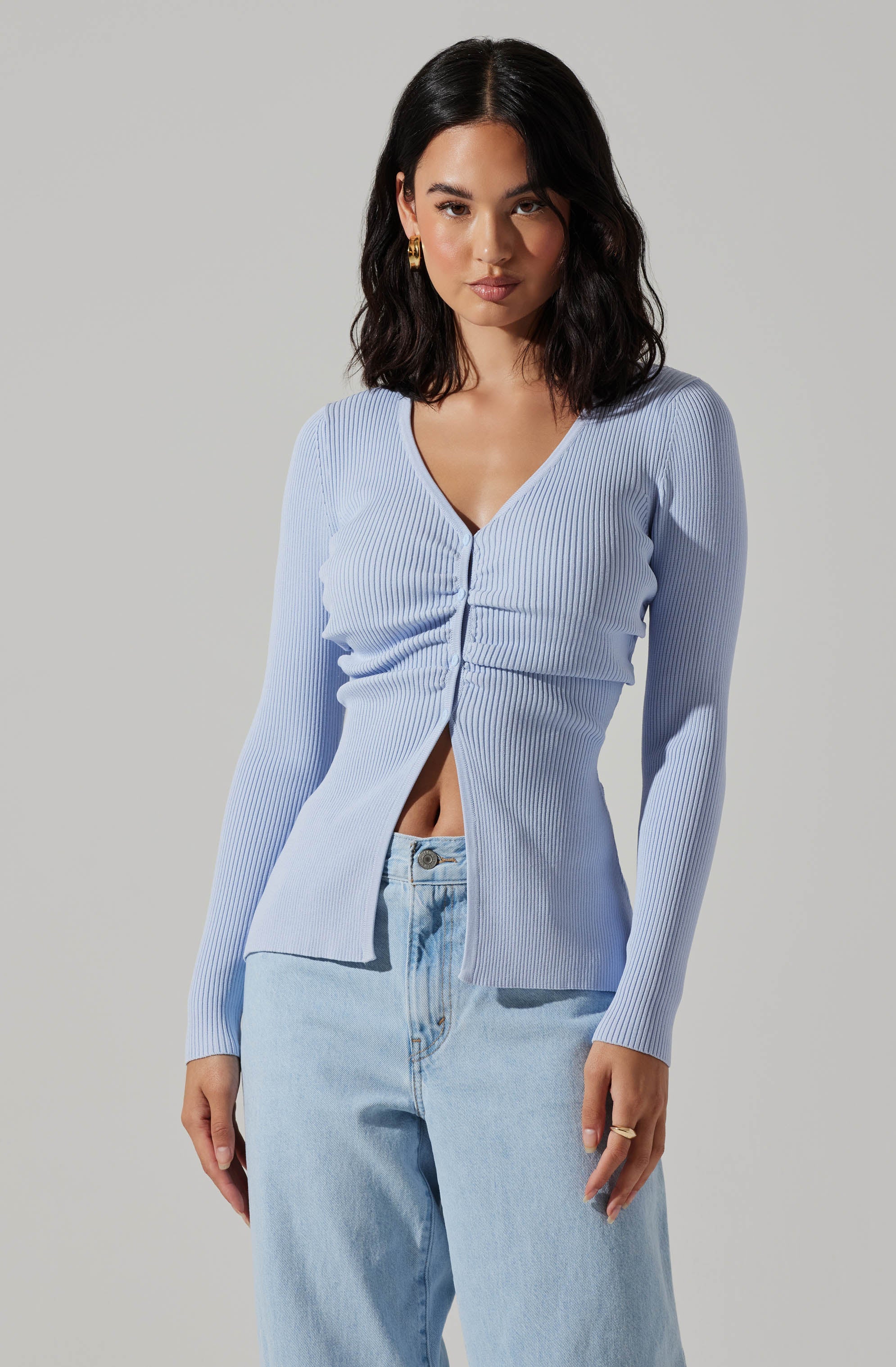 Ansen Ruched Cardigan Sweater-Aljck