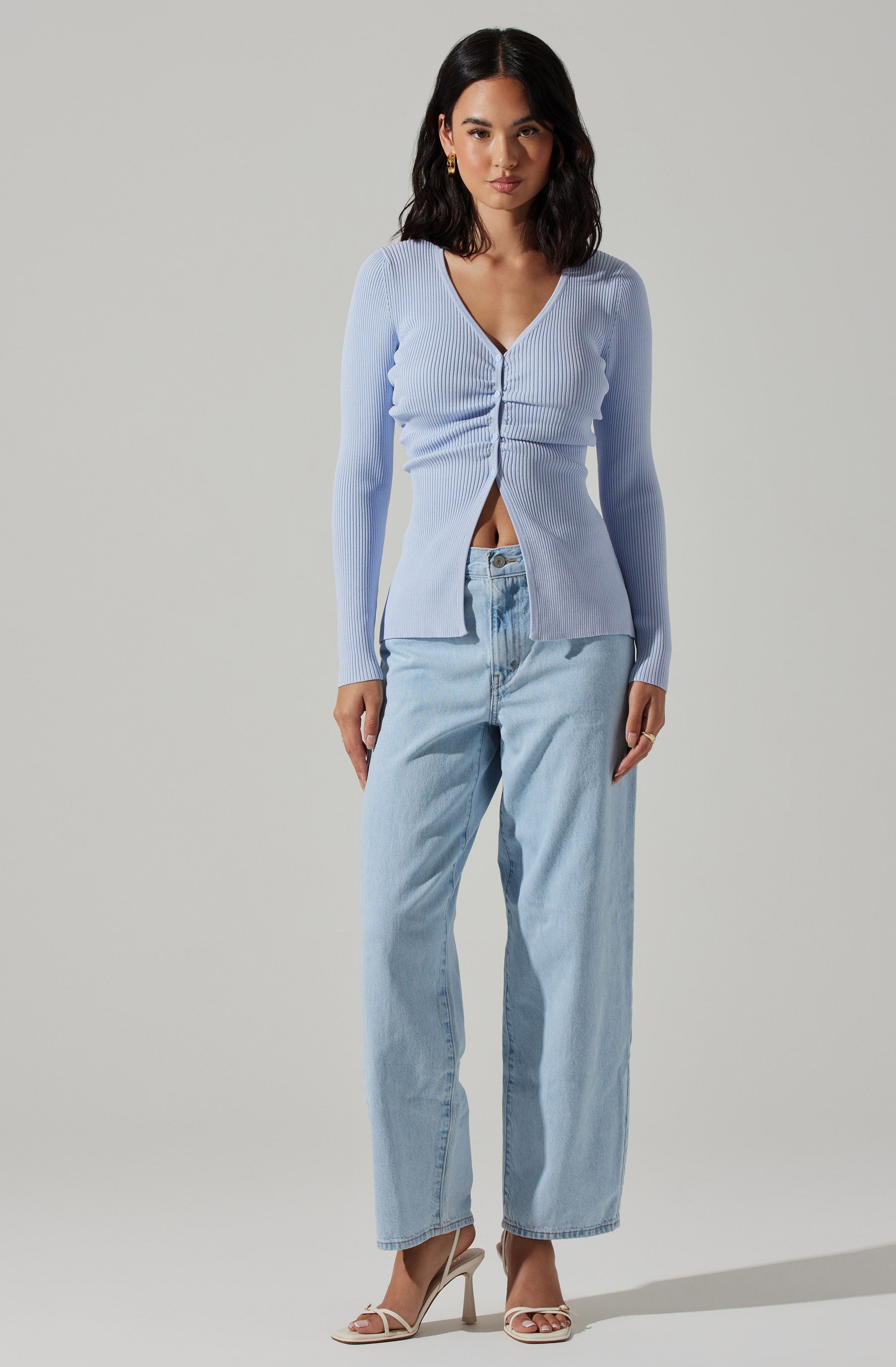 Ansen Ruched Cardigan Sweater-Aljck